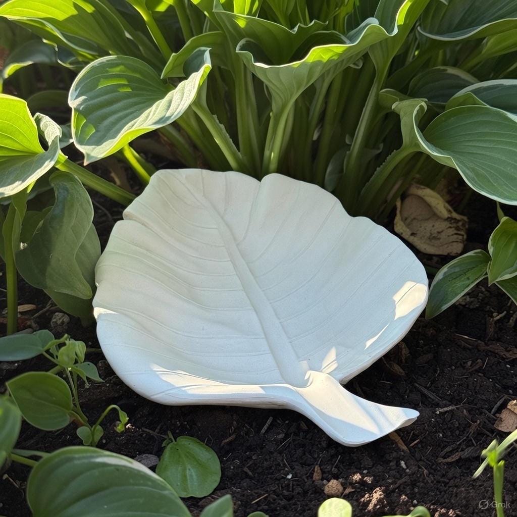 Cement Leaf Bird Bath 16" Low Concrete Bird Bath / Concrete Puddler For The Garden