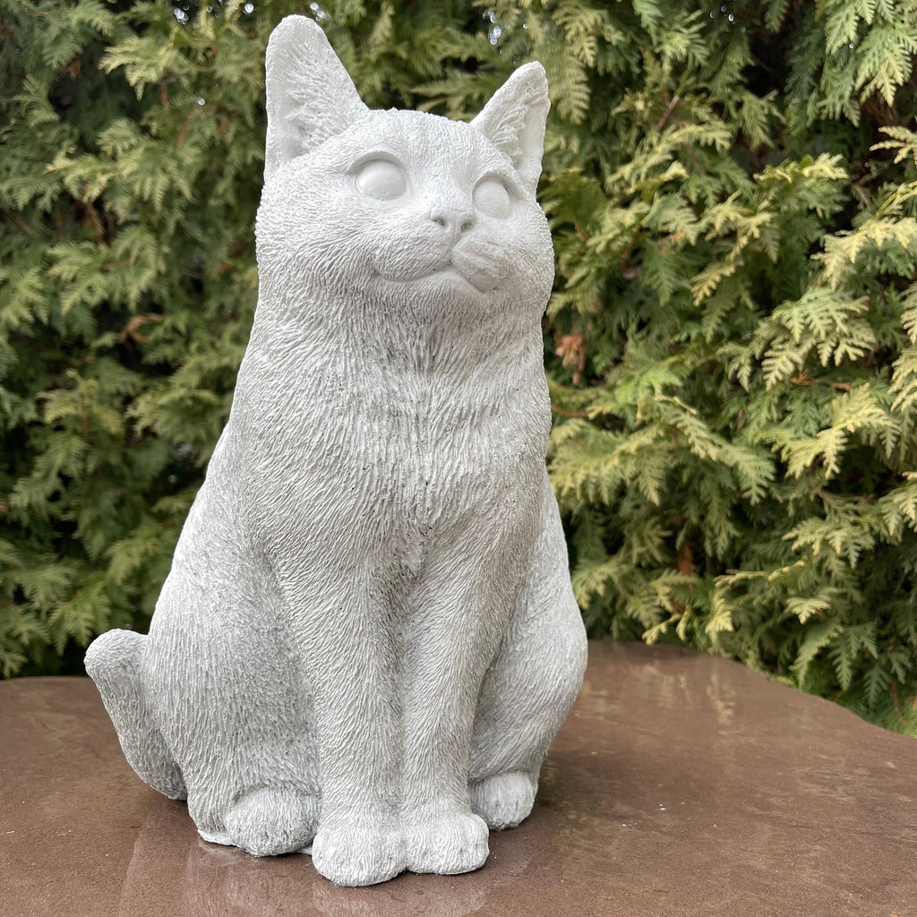 Cat Cement Statue 12" Concrete Cat Sculpture For Garden