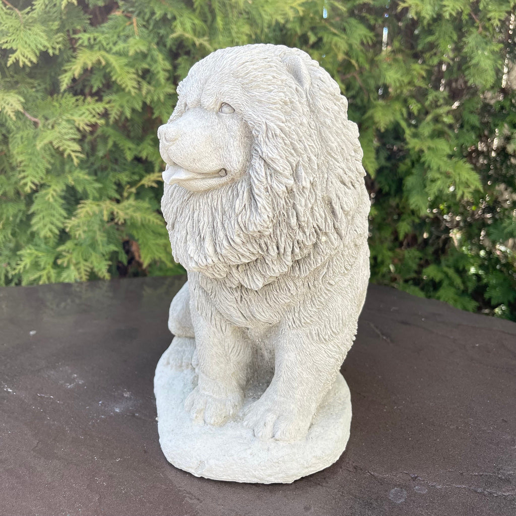 Concrete Chow Chow Garden Statue 10.5" Outdoor Dog Memorial Pet Sculpture Yard Decor