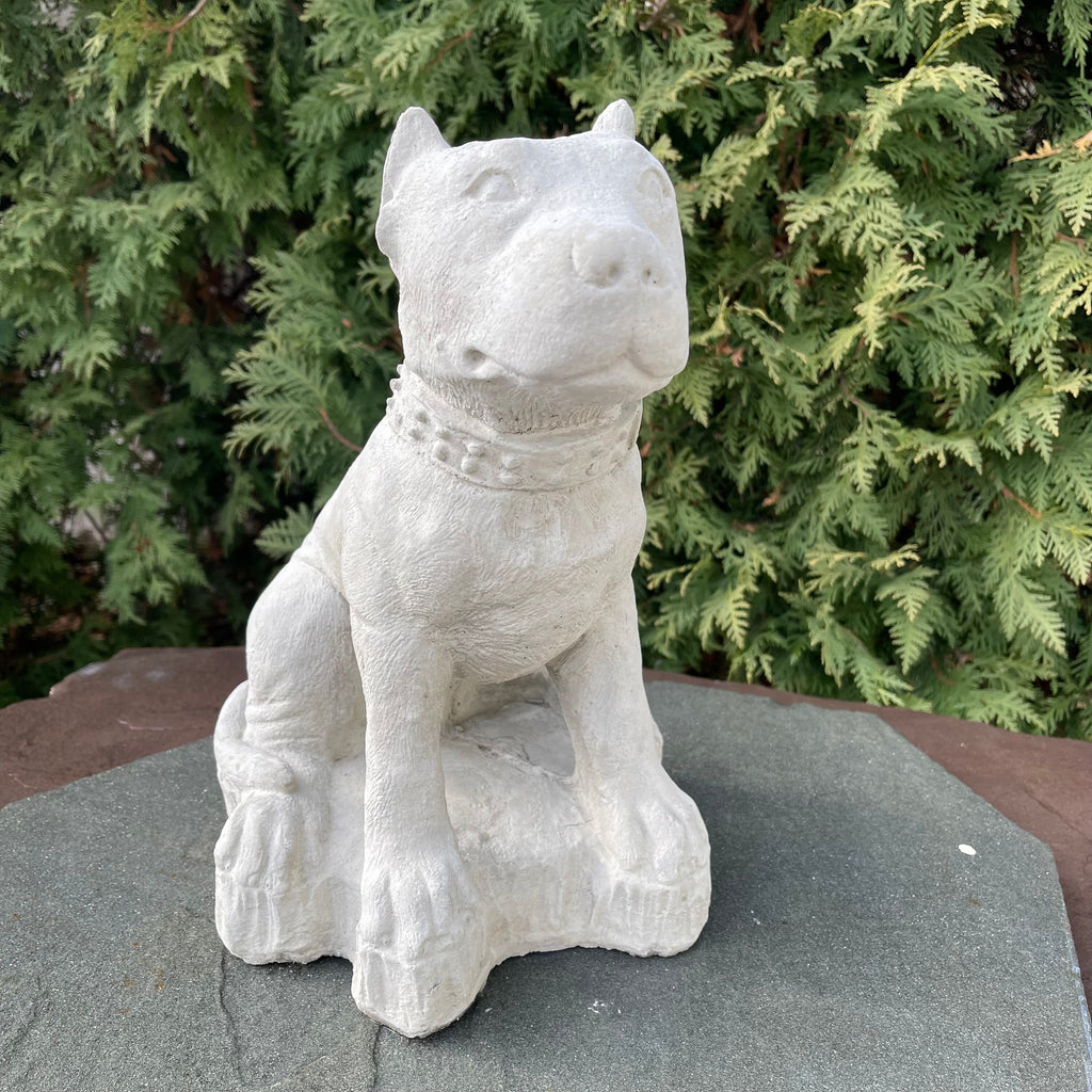 Concrete Pitbull Garden Statue 12.5" Outdoor Dog Sculpture Yard Art Memorial Decor