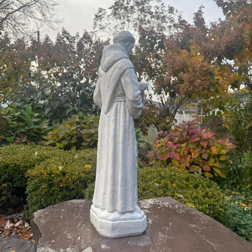 St Francis Assisi 27 inch Concrete Garden Statue Catholic Religious Outdoor Yard Sculpture Decor Gift