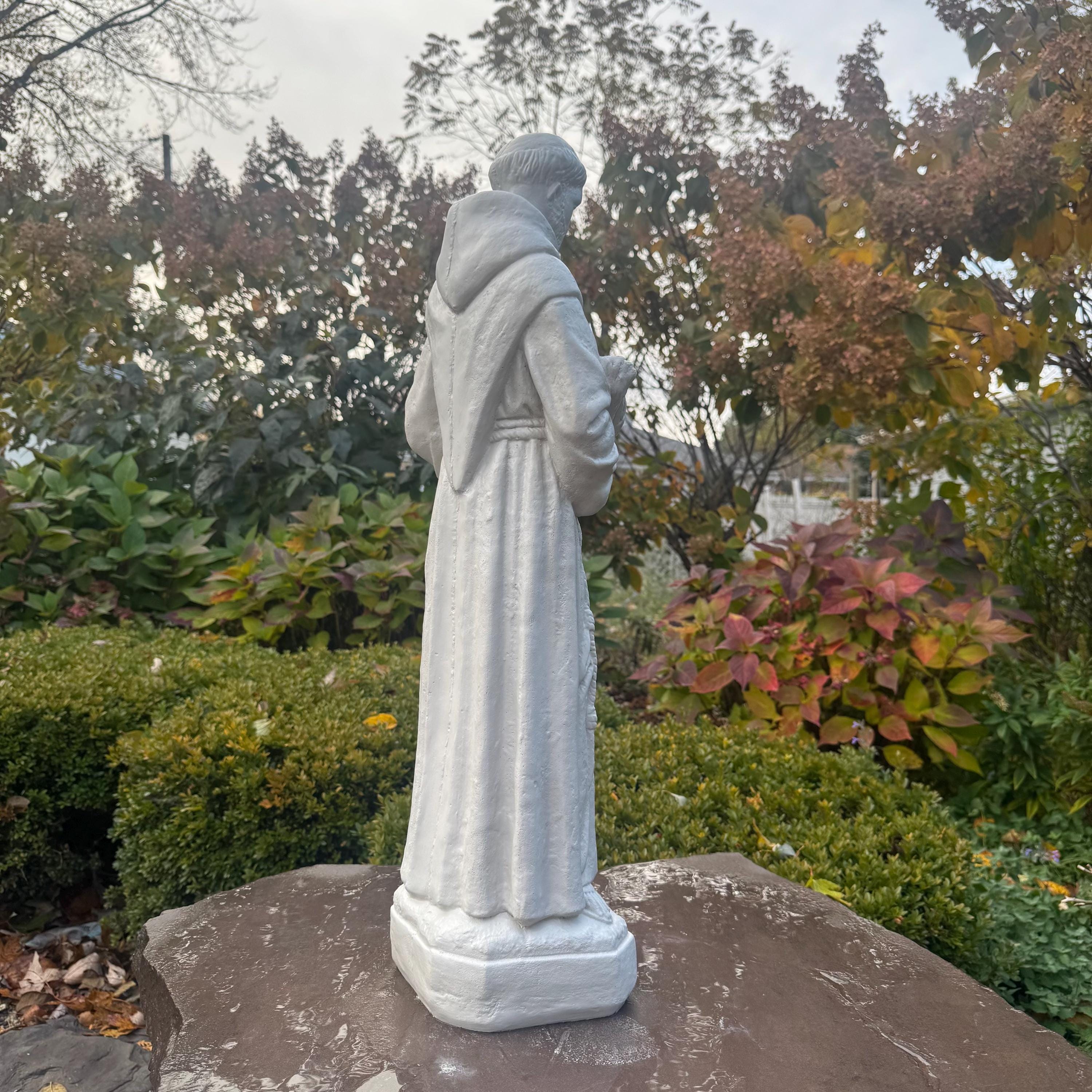 St Francis Assisi 27 inch Concrete Garden Statue Catholic Religious Outdoor Yard Sculpture Decor Gift