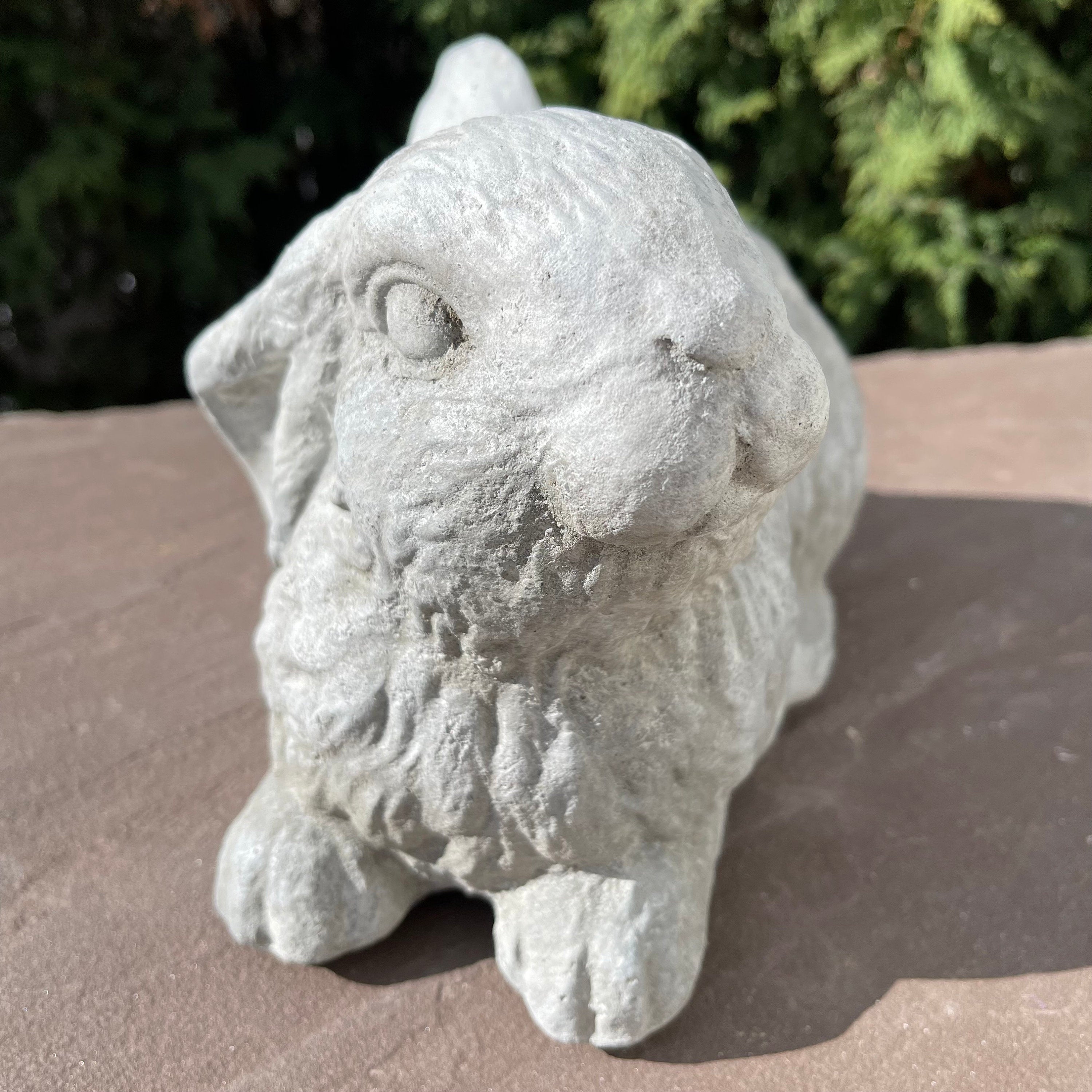 Concrete Rabbit Garden Statue 11" Modern Bunny Sculpture Outdoor Yard Art Lawn Ornament Animal Decor