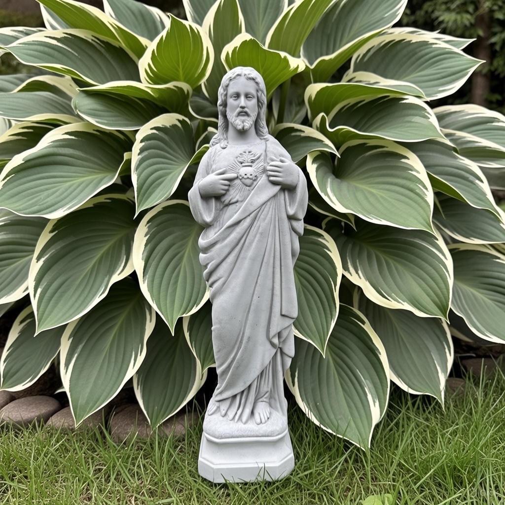 Sacred Heart Jesus Statue - 12 Inch Concrete Religious Garden Decor