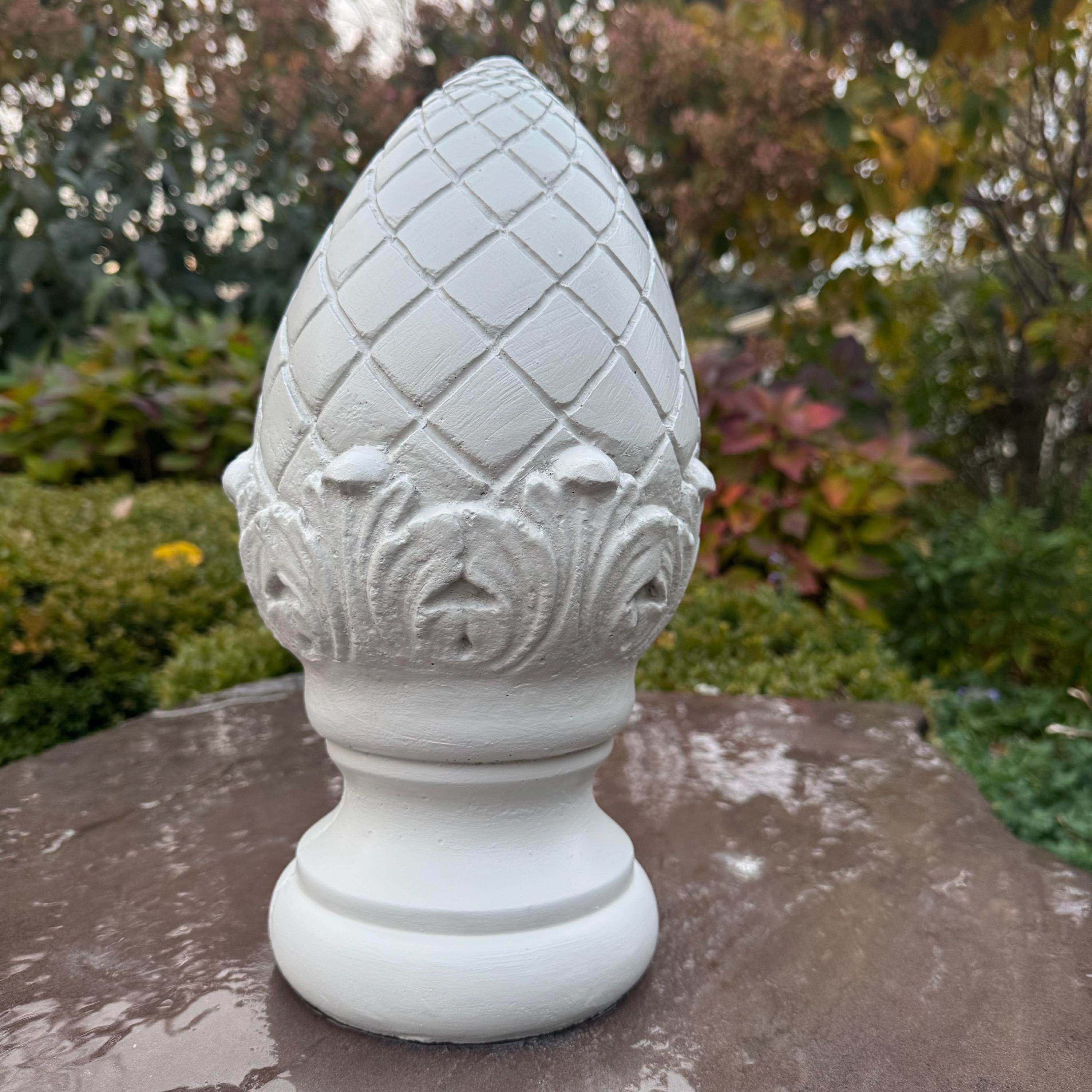 Concrete Garden Finial Statue 13.5" Durable Outdoor Lawn Sculpture Decor Accent Gift