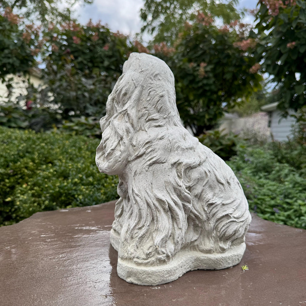 Cocker Spaniel Garden Statue 12 Inch Concrete Dog Memorial Figure Sculpture Yard Decor Pet Remembrance Ornament