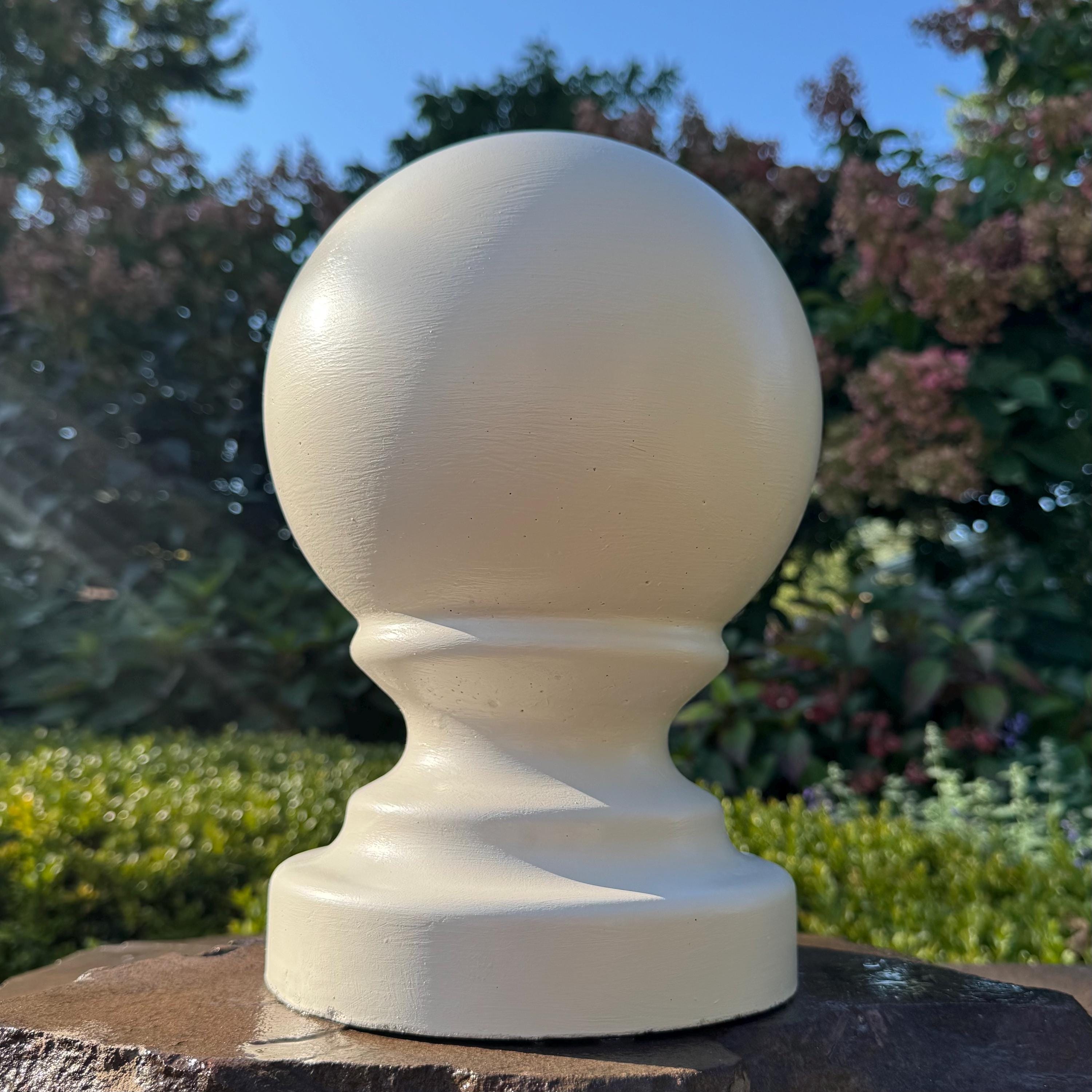 Hand-Painted Concrete Garden Ball Statue – 12 Inch Capstone Finial