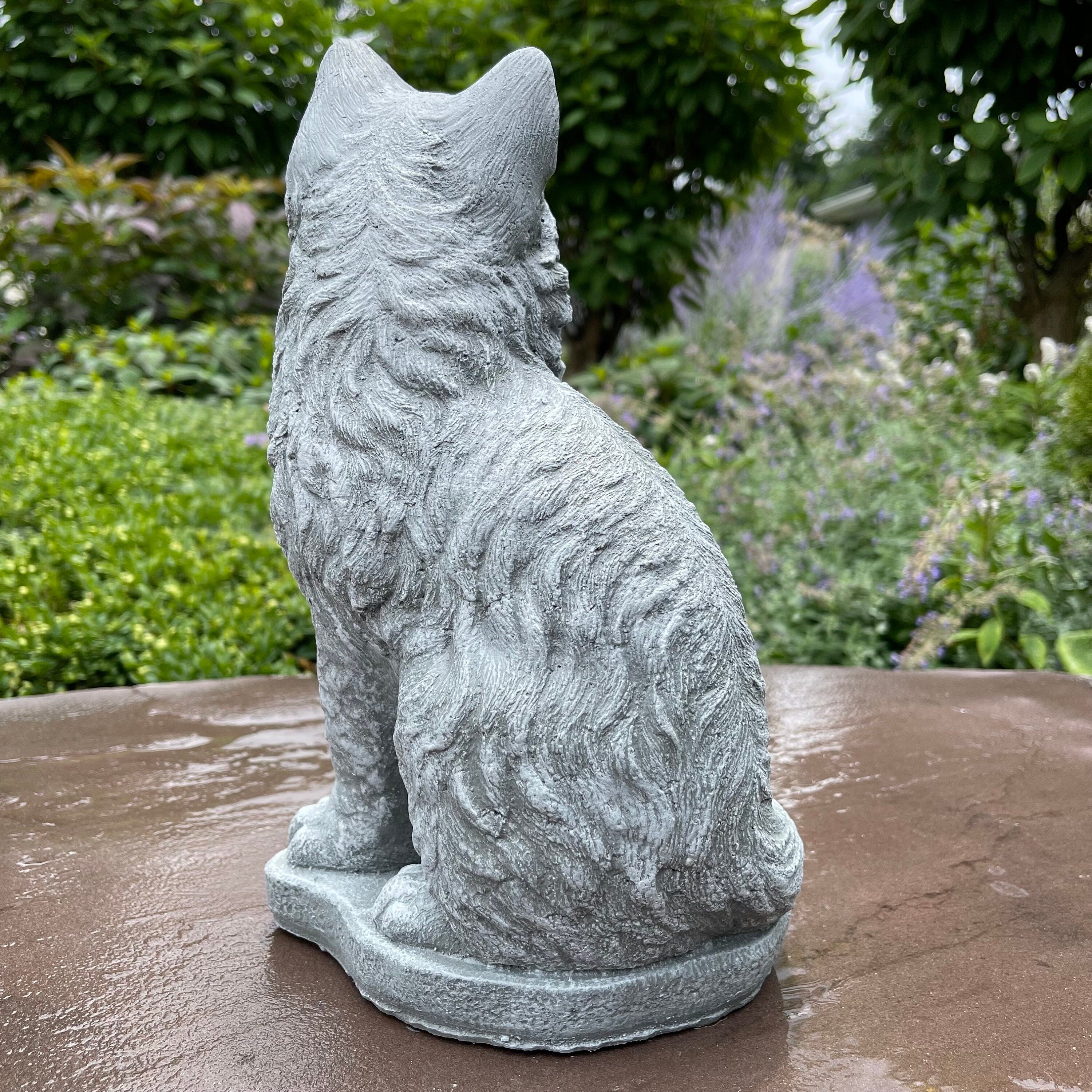 Concrete Cat Garden Statue 11" Outdoor Cat Statue
