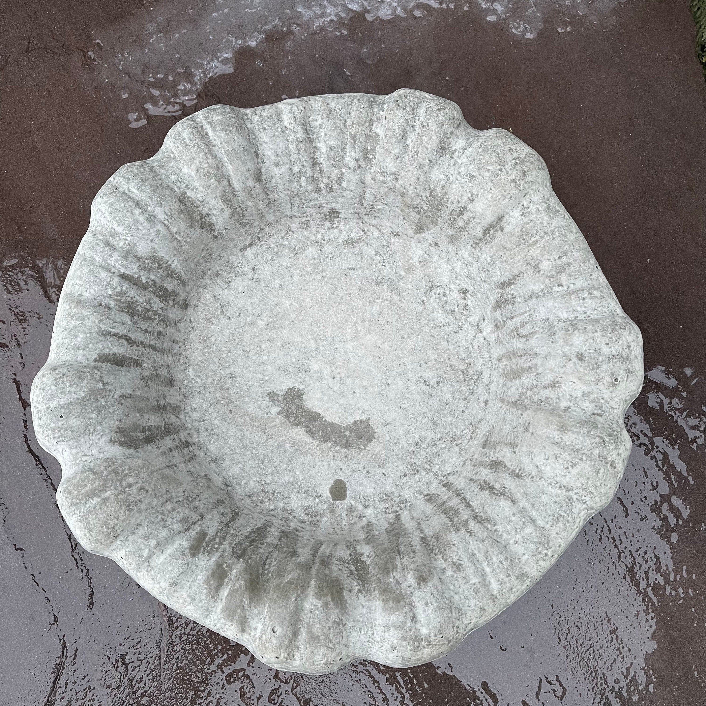 Small Cement Bird Bath Bowl: 13" Modern Concrete Bird Bath
