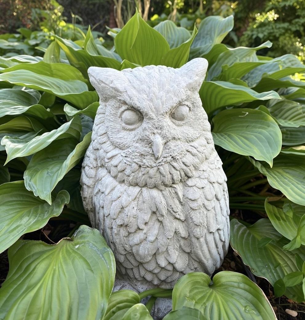Handmade Concrete Owl Garden Statue 12 Inch Charming Outdoor Yard Decor Sculpture Ornament Gift