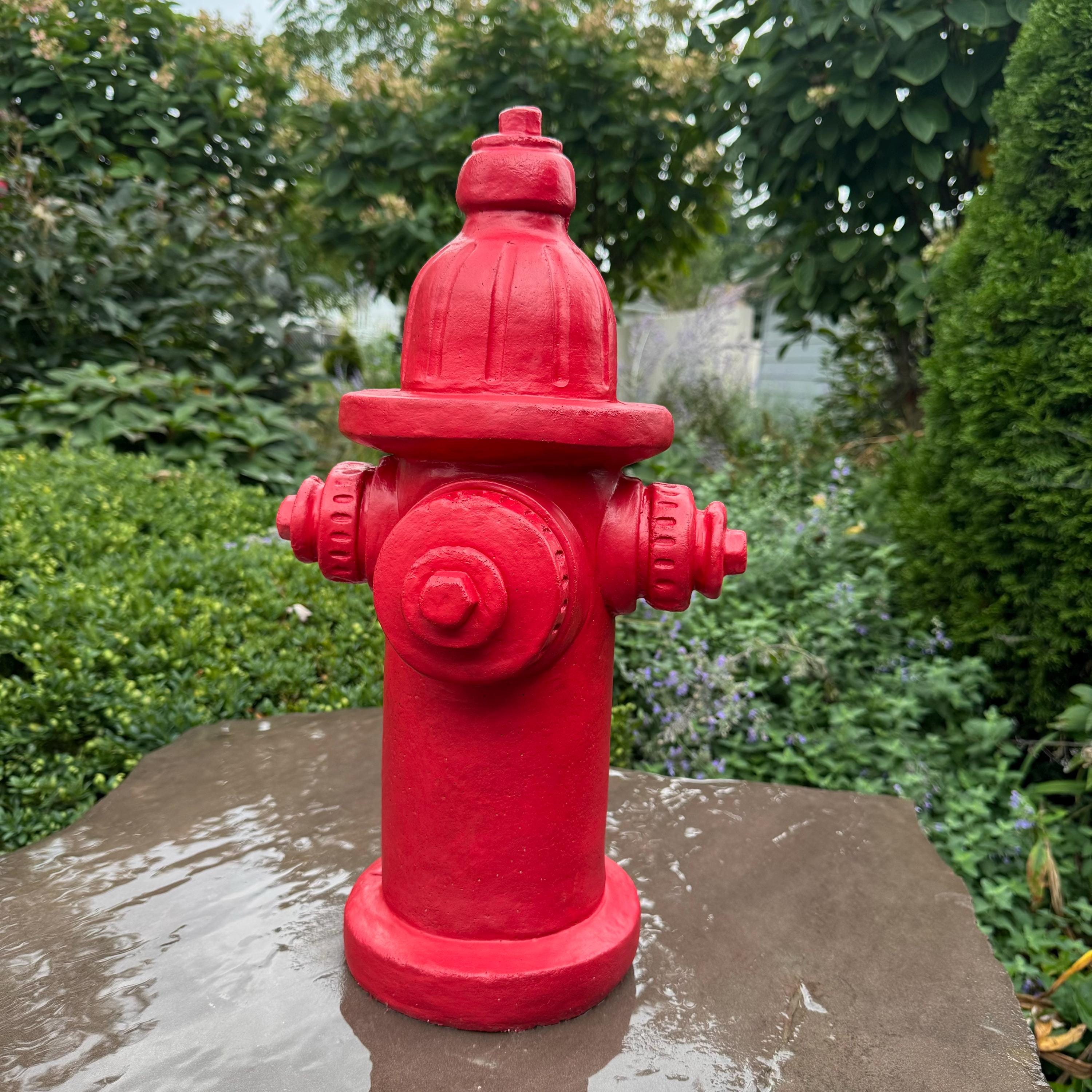 18 Inch Painted Fire Hydrant Garden Statue - Large Dog Lover Lawn Decor Sculpture