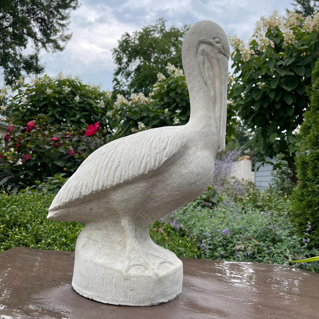 Large Concrete Pelican Statue 20" Coastal Garden Bird Decor Heavy Outdoor Cement Nautical Yard Art
