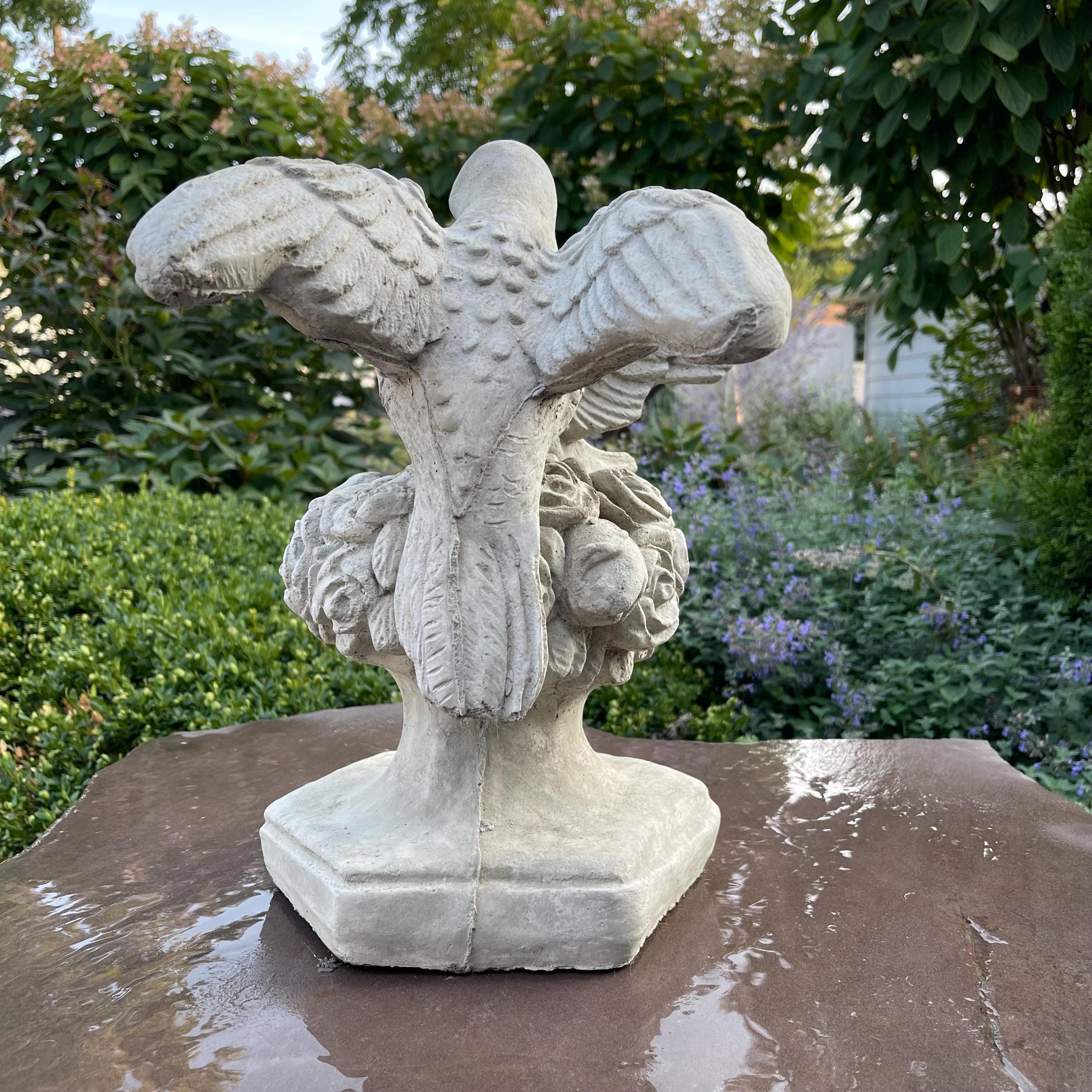 Kissing Doves Concrete Fountain Top 14" Love Birds Cement Fountain Topper