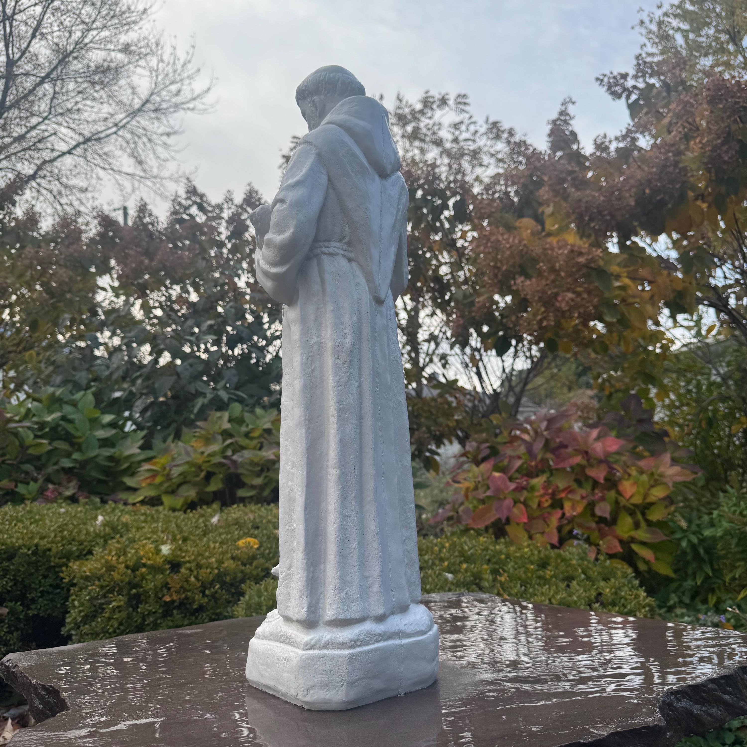 St Francis Assisi 27 inch Concrete Garden Statue Catholic Religious Outdoor Yard Sculpture Decor Gift