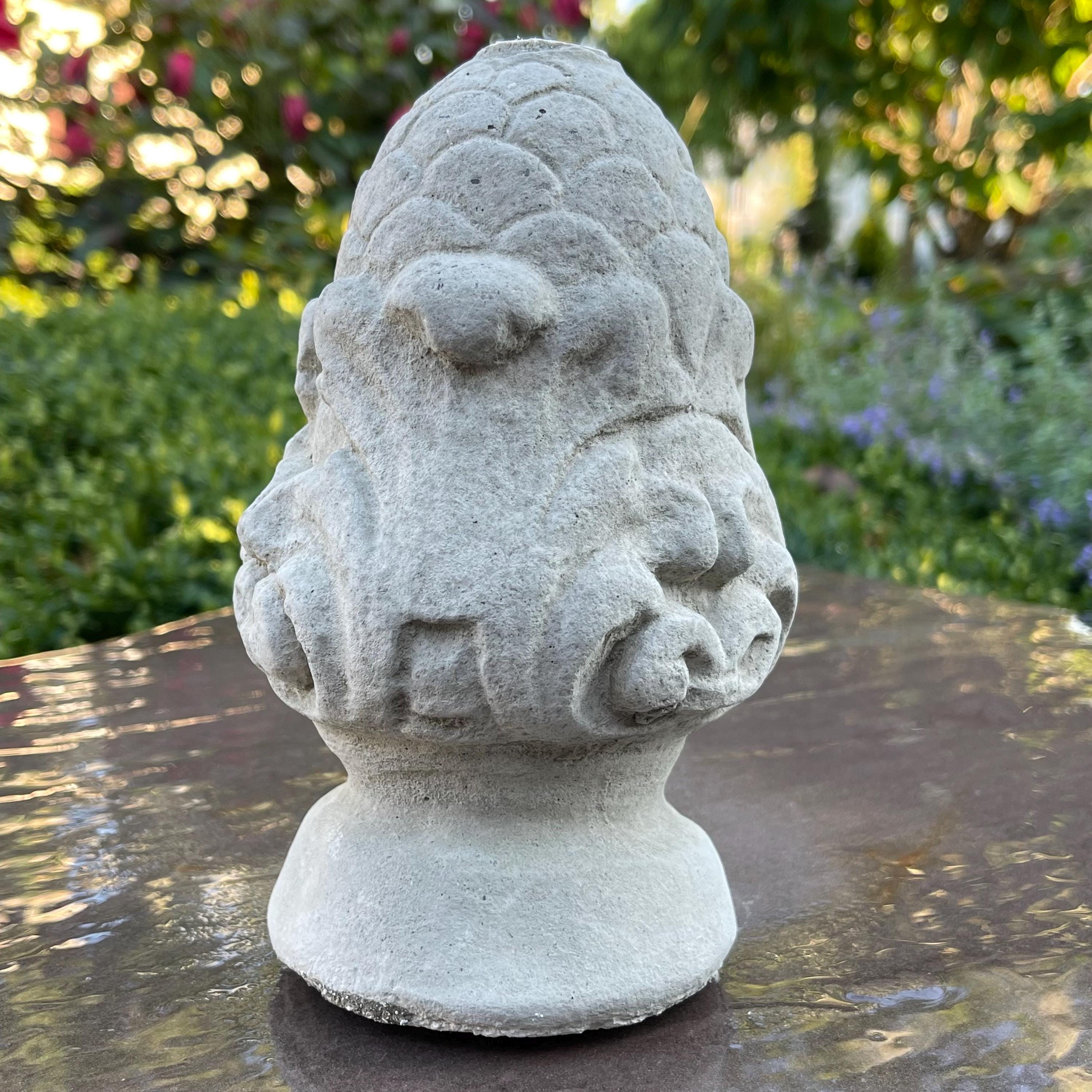 Replacement Fountain Topper 7.5" Cement Water Fountain Top / Concrete Pond Spitter Finial Statue
