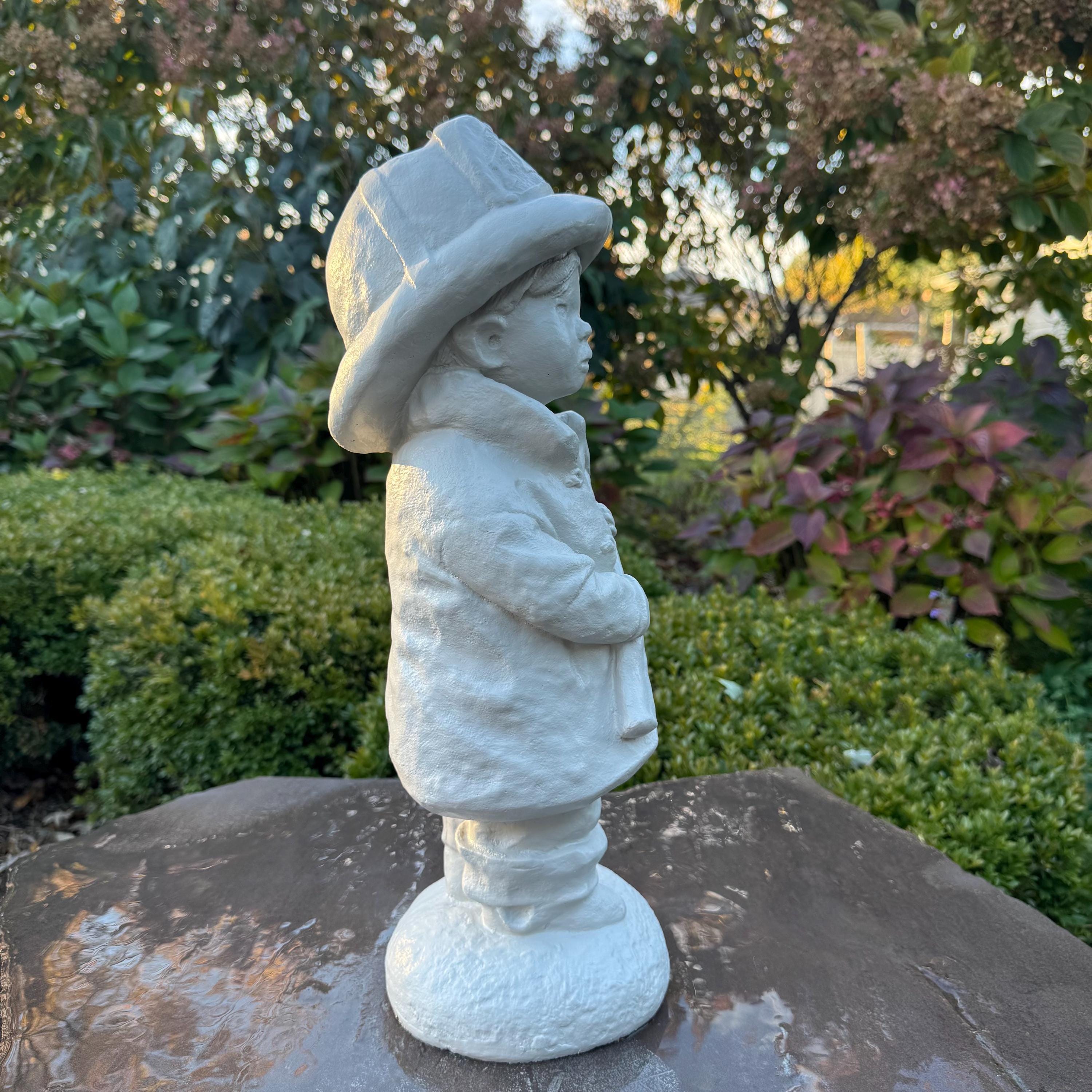 Firefighter Gift: 18" Outdoor Concrete First Responder Fireman Boy Garden Statue Yard Art Sculpture