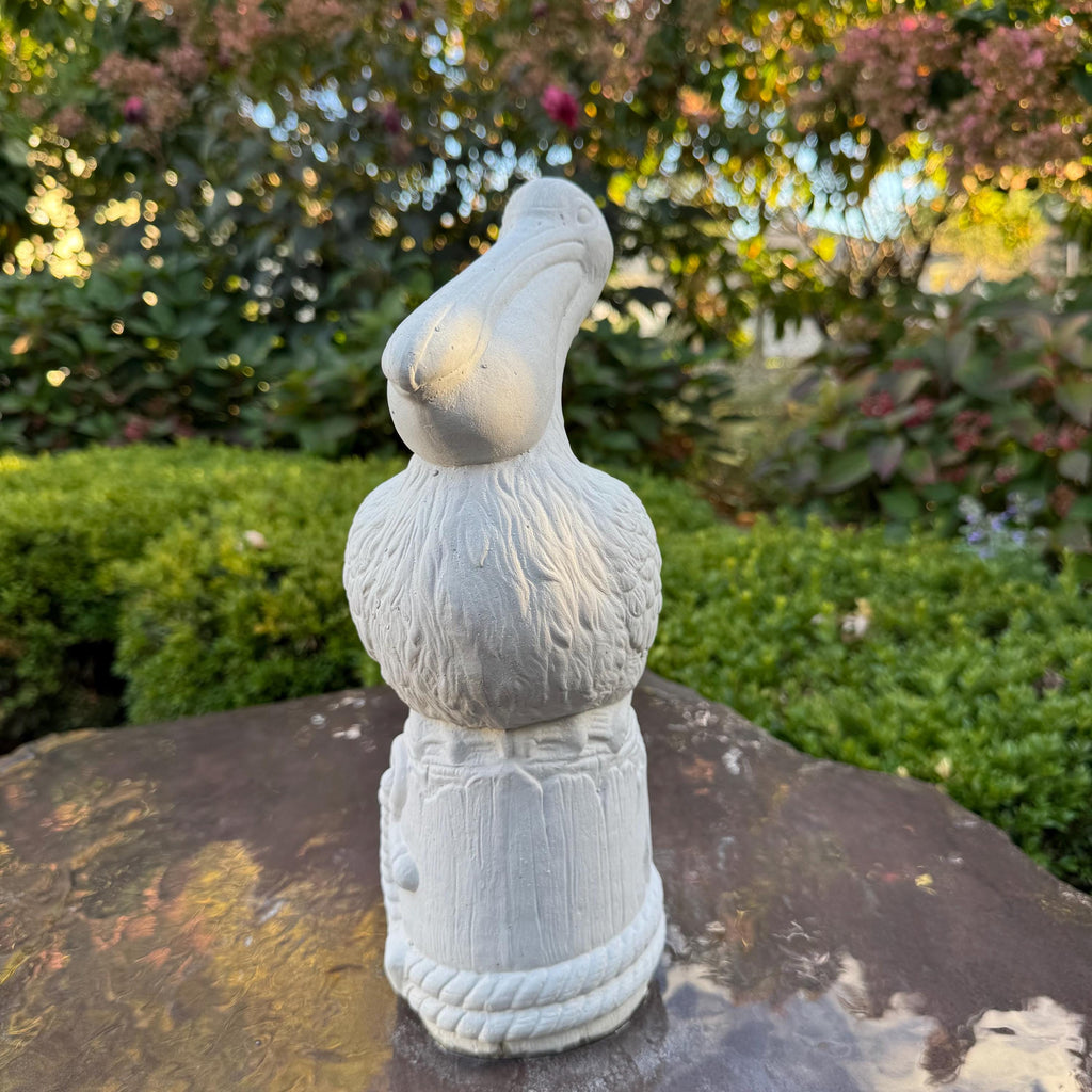 Small Concrete Pelican Garden Statue 13.5" Miniature Bird Sculpture Patio Planter Decor
