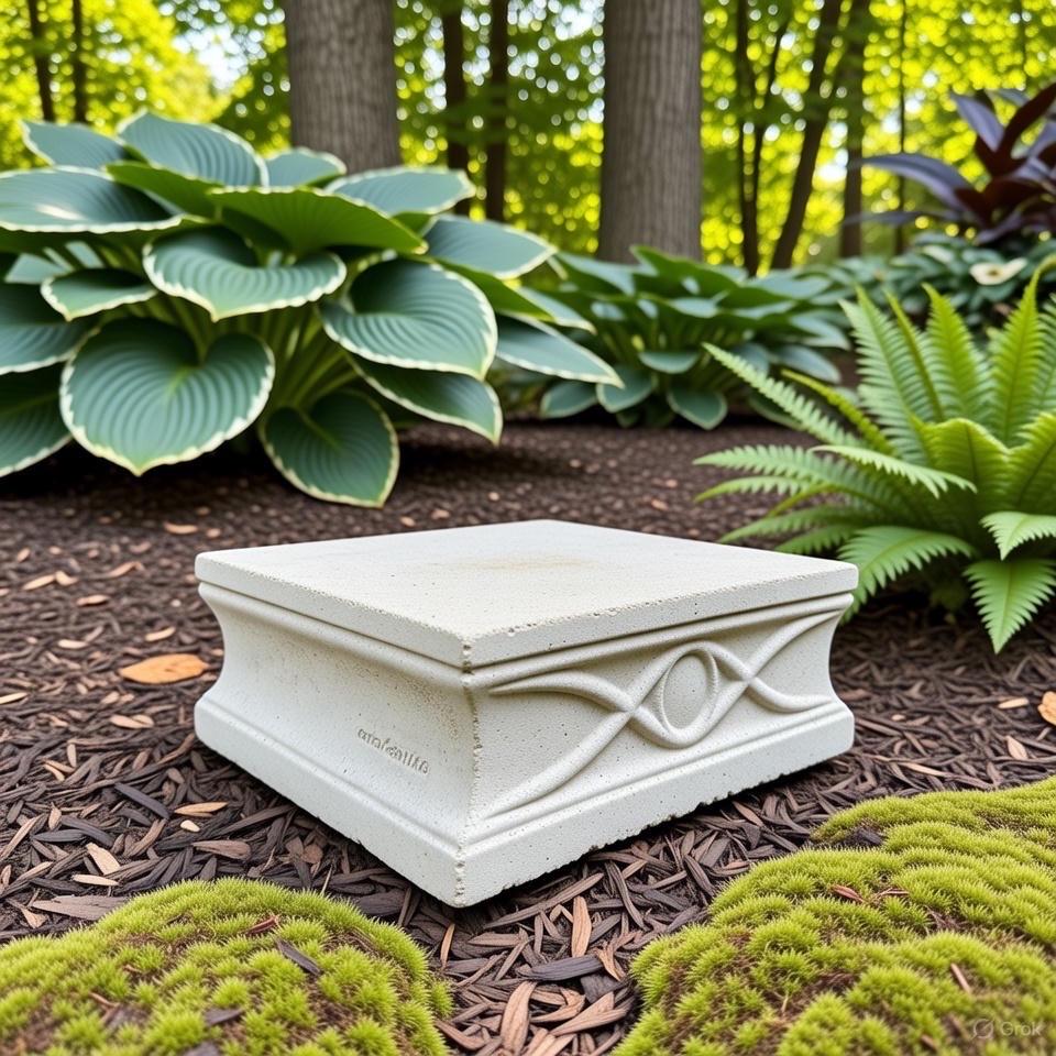 10" Concrete Pedestal Stand: Modern Garden Decor Display Riser Base for Statues Plants Yard Art
