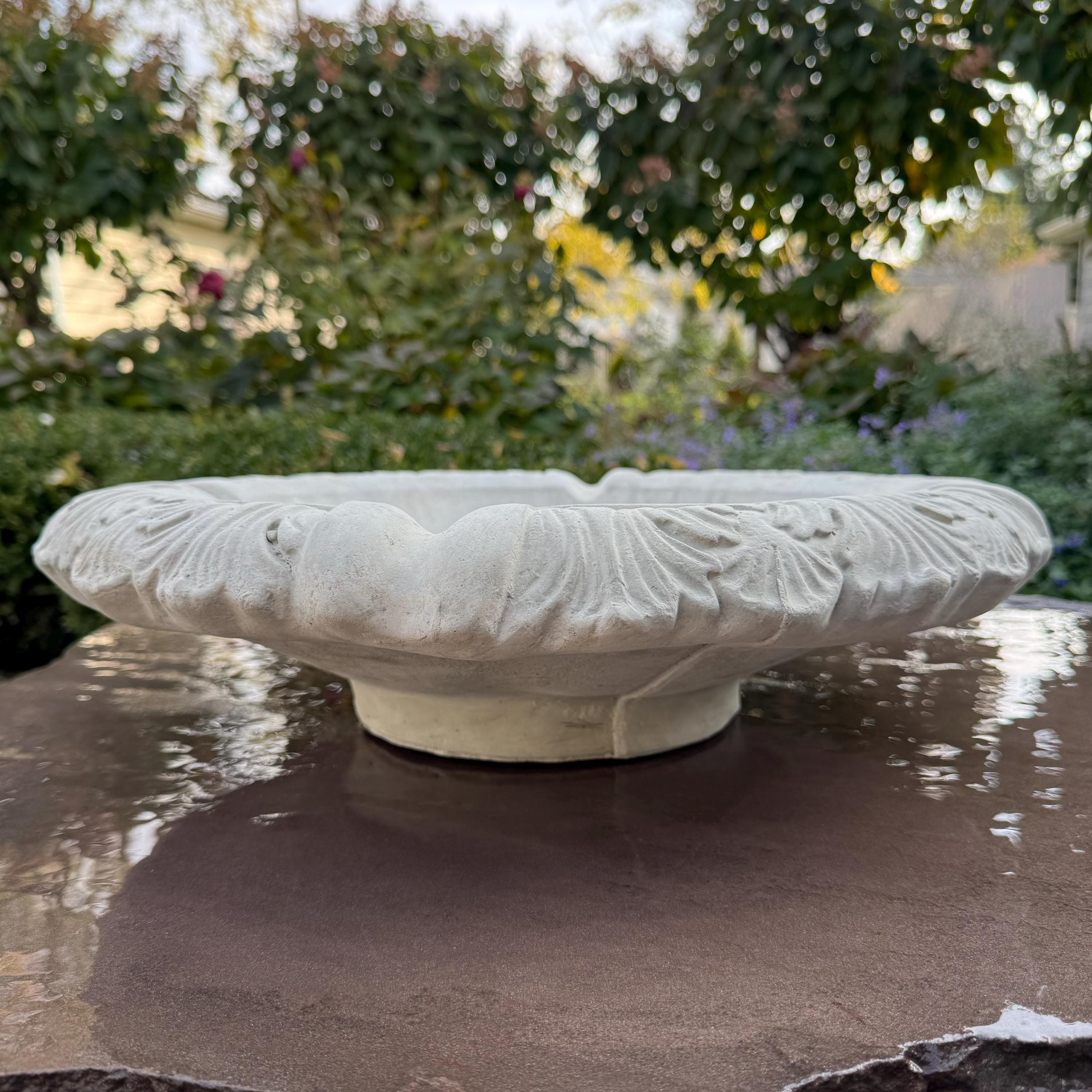 Leafy Replacement Concrete Fountain Bowl 19" Outdoor Garden Water Feature - Bubbler Basin Topper