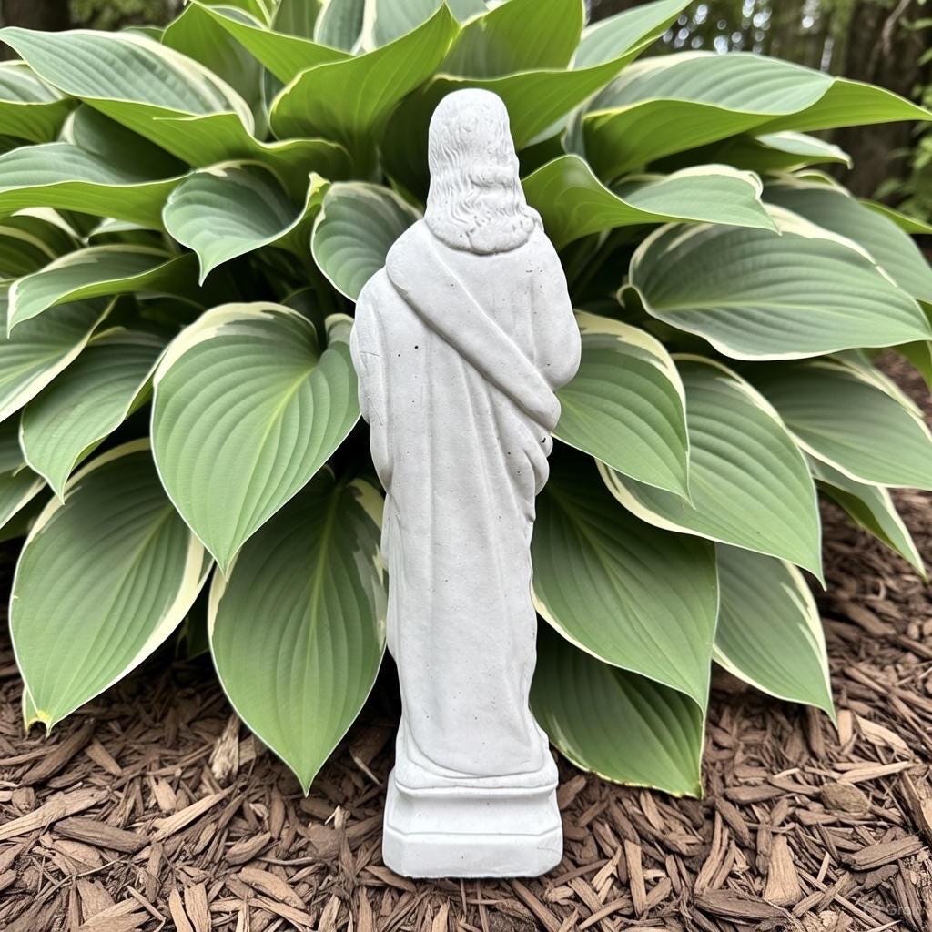 Sacred Heart Jesus Statue - 12 Inch Concrete Religious Garden Decor