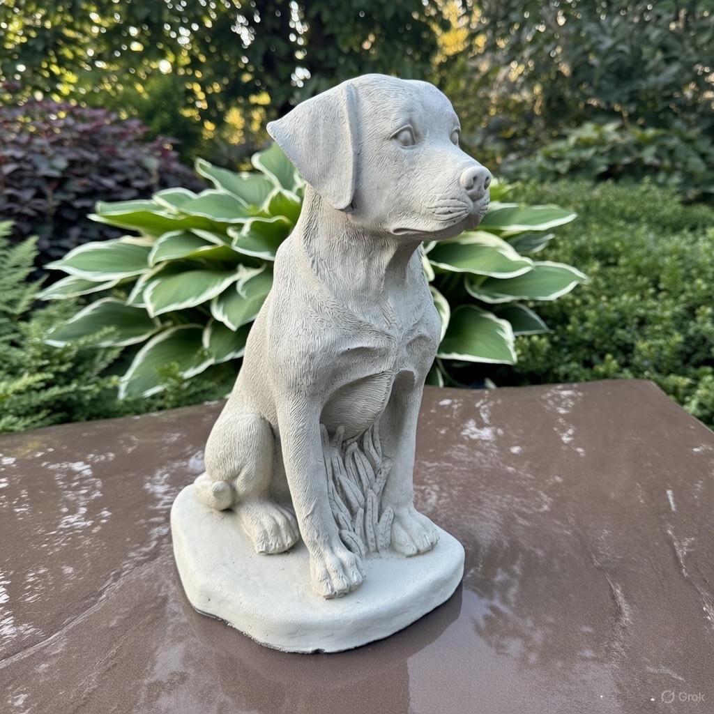 Large Concrete Labrador Garden Statue 14.5" Cement Dog Sculpture Yard Decor Memorial Pet Gift