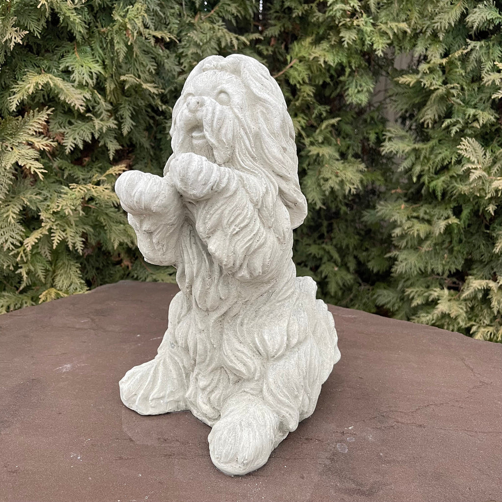 Shih Tzu Concrete Garden Statue 14" Outdoor Dog Sculpture Pet Memorial Yard Decor Lawn Ornament Gift