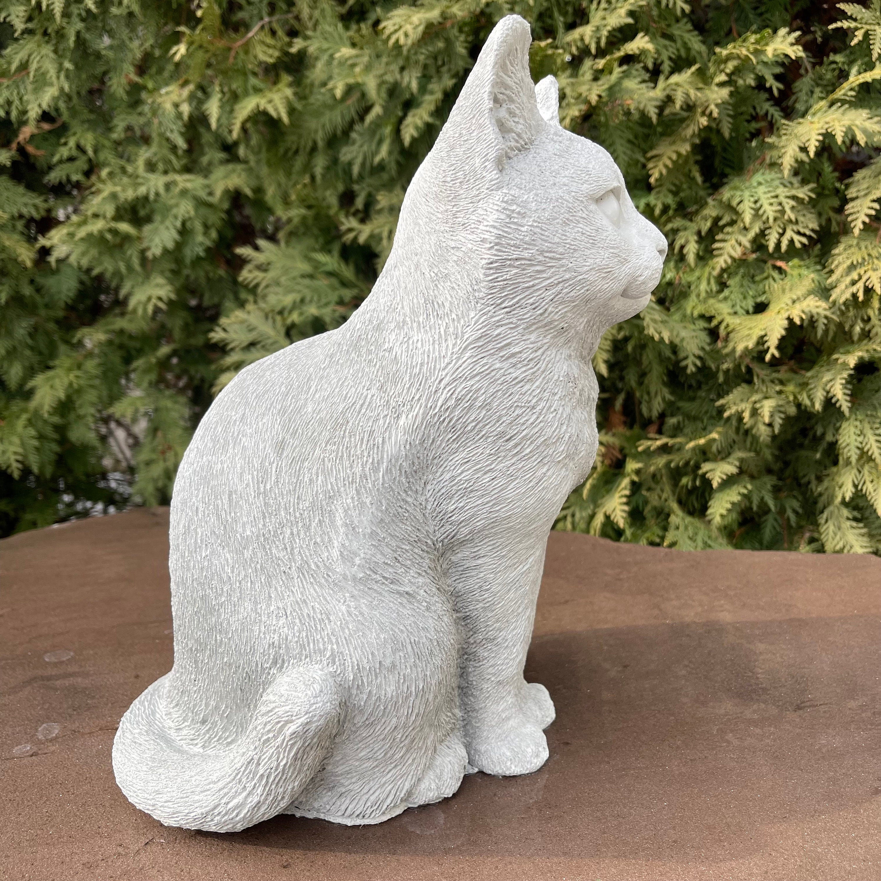Cat Cement Statue 12" Concrete Cat Sculpture For Garden