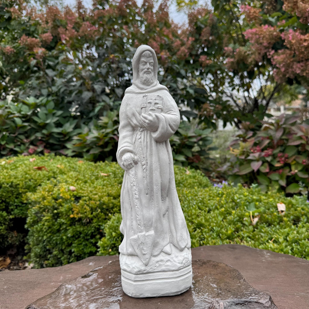 15" Concrete St Fiacre Garden Saint Statue - Catholic Religious Outdoor Yard Decor Patron of Gardeners