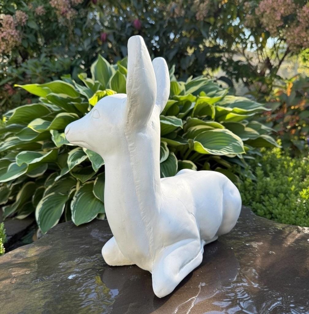 Concrete Deer Statue 15 Inch Garden Sculpture Wildlife Lawn Art Yard Ornament Animal Decor