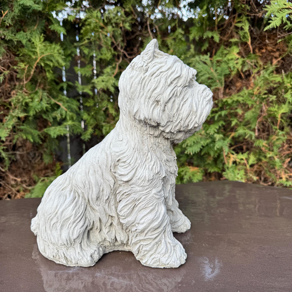Concrete Cairn Terrier Garden Statue 11.5" Dog Memorial Sculpture Yard Decor Pet Loss Gift