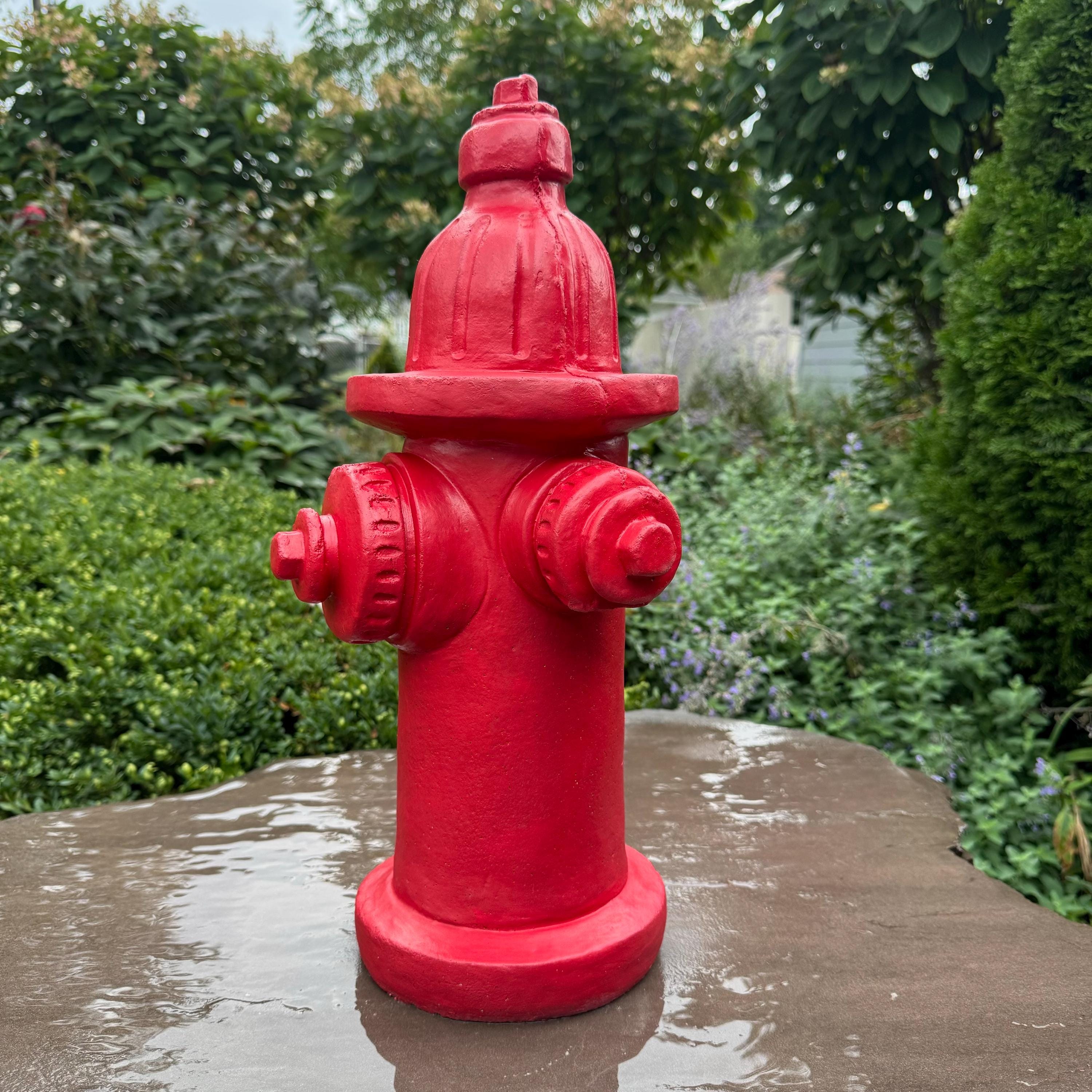 18 Inch Painted Fire Hydrant Garden Statue - Large Dog Lover Lawn Decor Sculpture