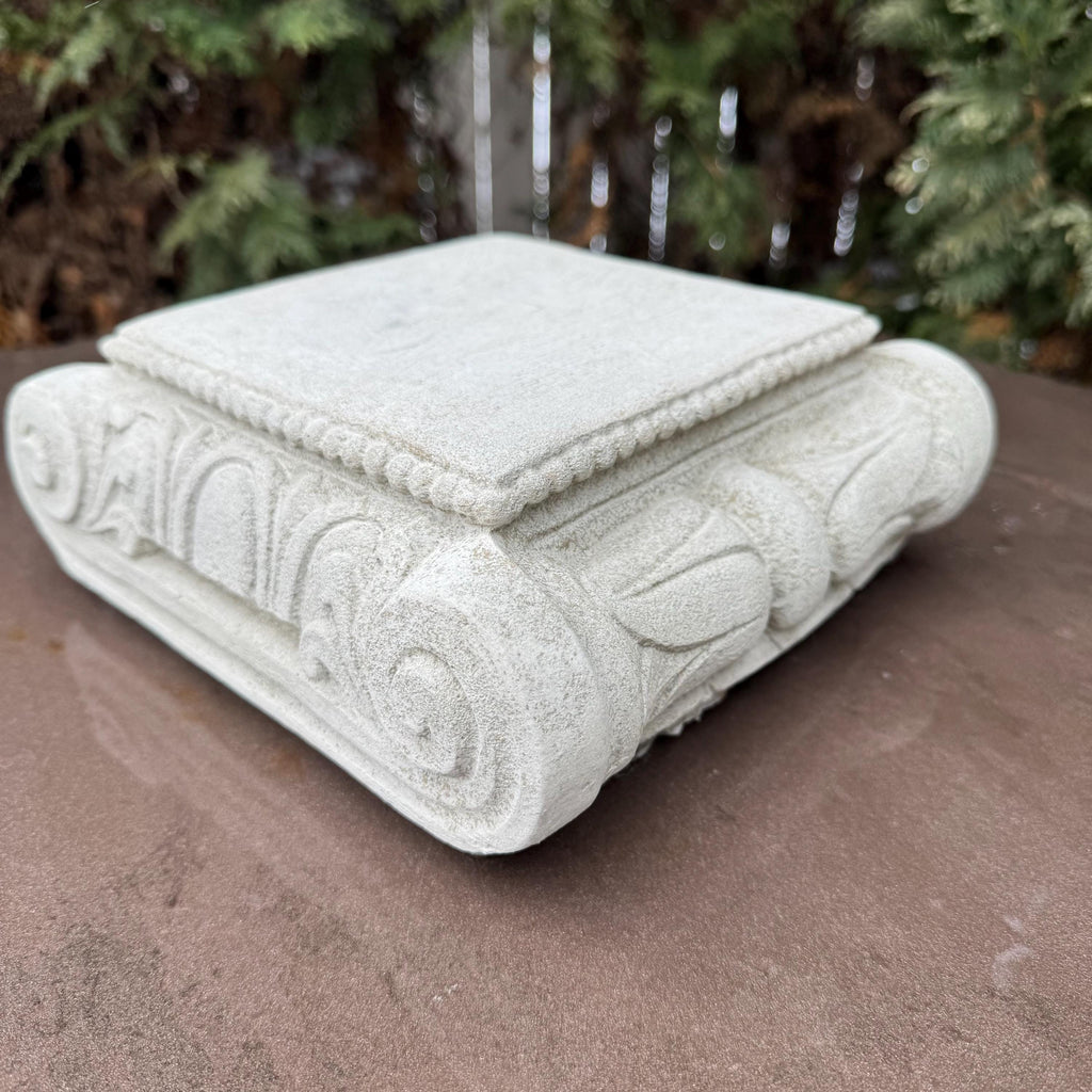 Modern Concrete Plant Pedestal Stand - 9 Inch Garden Art Sculpture Plinth Display Base for Outdoor Yard Decor