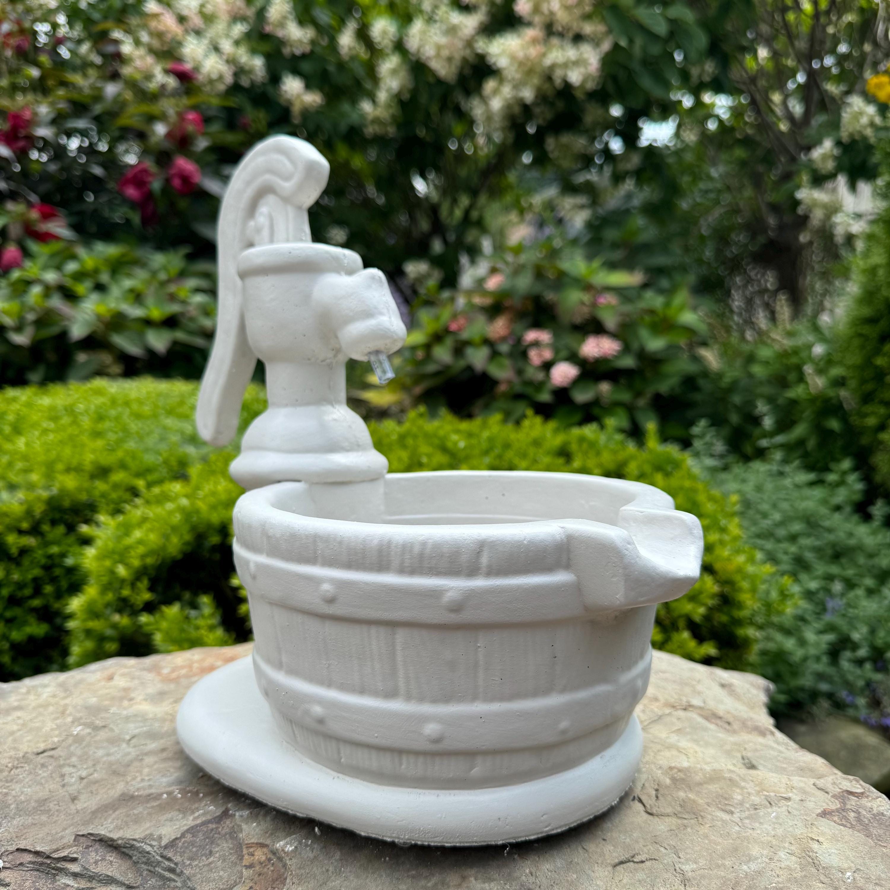 Small Fountain Spitter 12" Concrete Fountain Top Replacement / Vintage Water Pump Crank Style