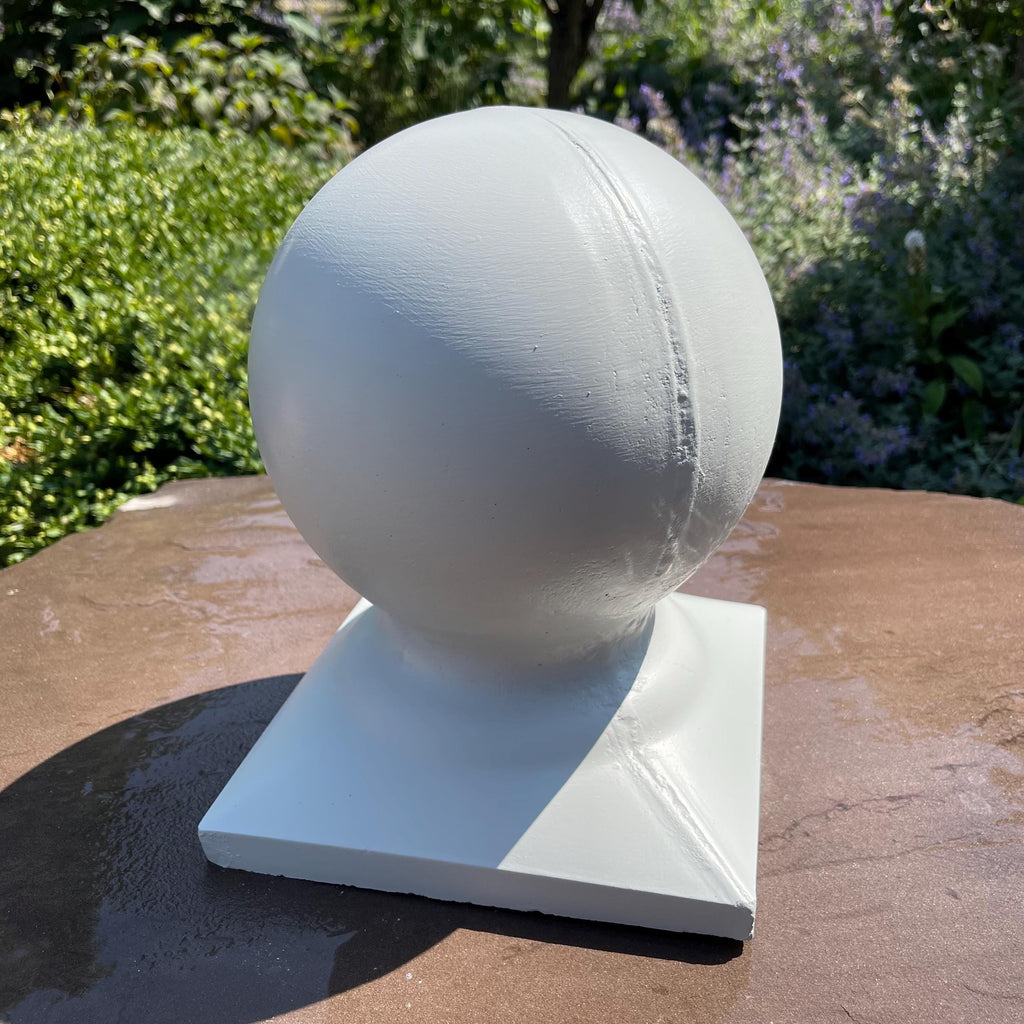 Concrete Ball Garden Statue: 11 Inch Painted Cement Sphere Finial Capstone Pier Cap Yard Decor Sculpture