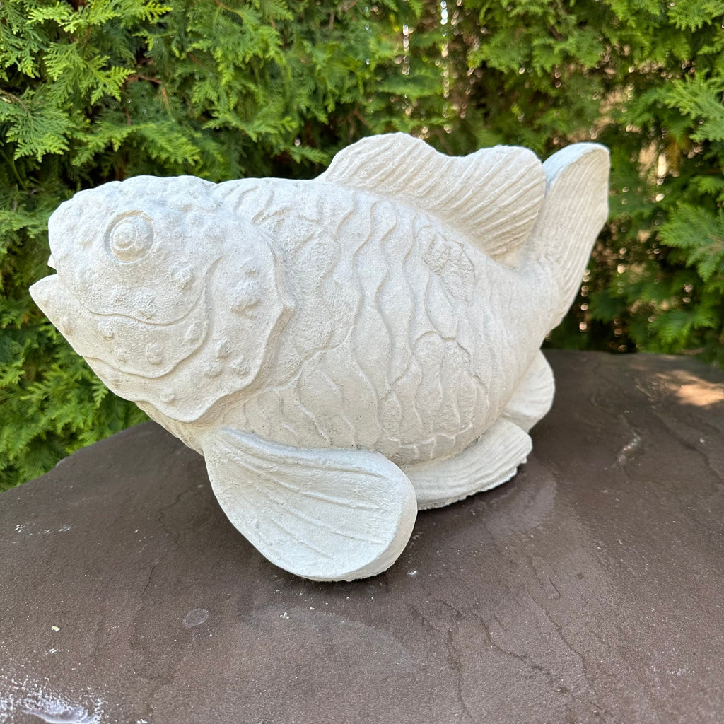 Concrete Fish Pond Spitter 17" Outdoor Garden Water Feature Fountain Statue Top Spout