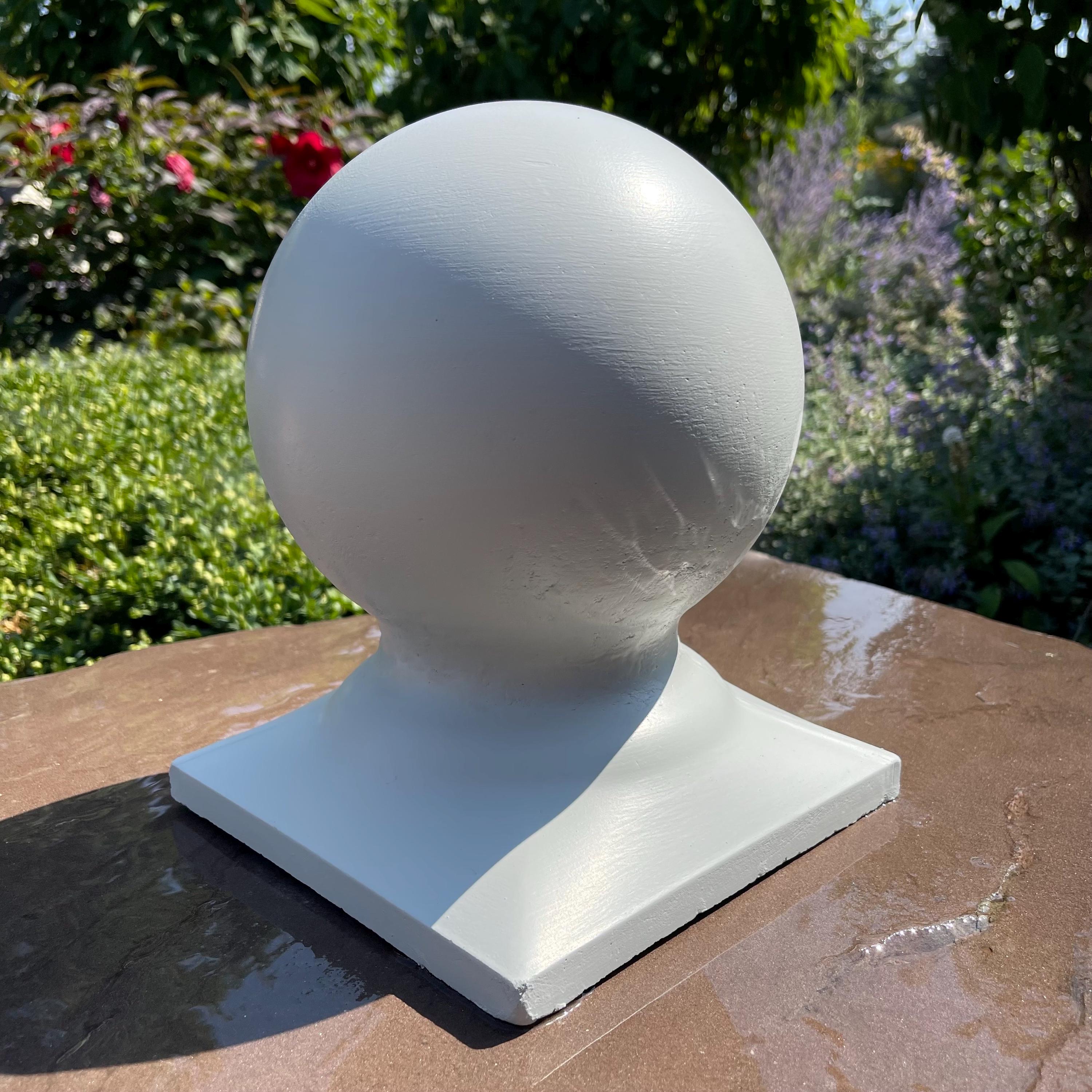 Concrete Ball Garden Statue: 11 Inch Painted Cement Sphere Finial Capstone Pier Cap Yard Decor Sculpture