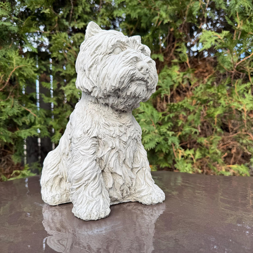Concrete Cairn Terrier Garden Statue 11.5" Dog Memorial Sculpture Yard Decor Pet Loss Gift