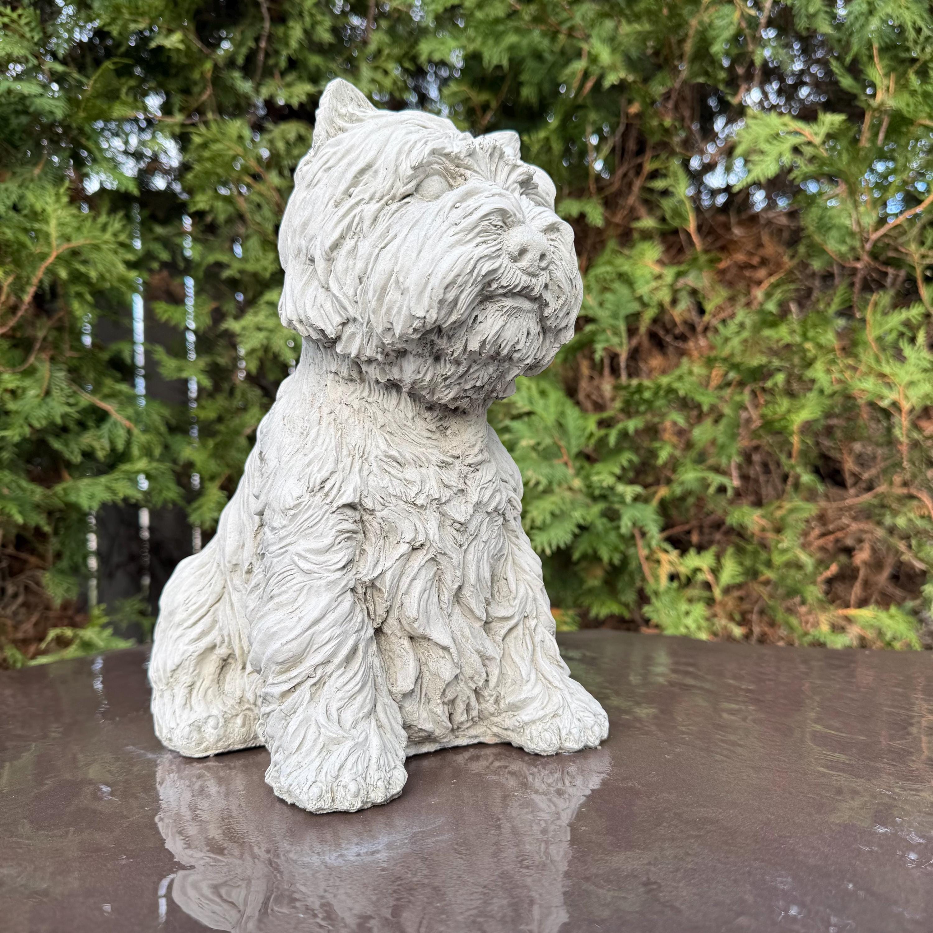 Concrete Cairn Terrier Garden Statue 11.5" Dog Memorial Sculpture Yard Decor Pet Loss Gift