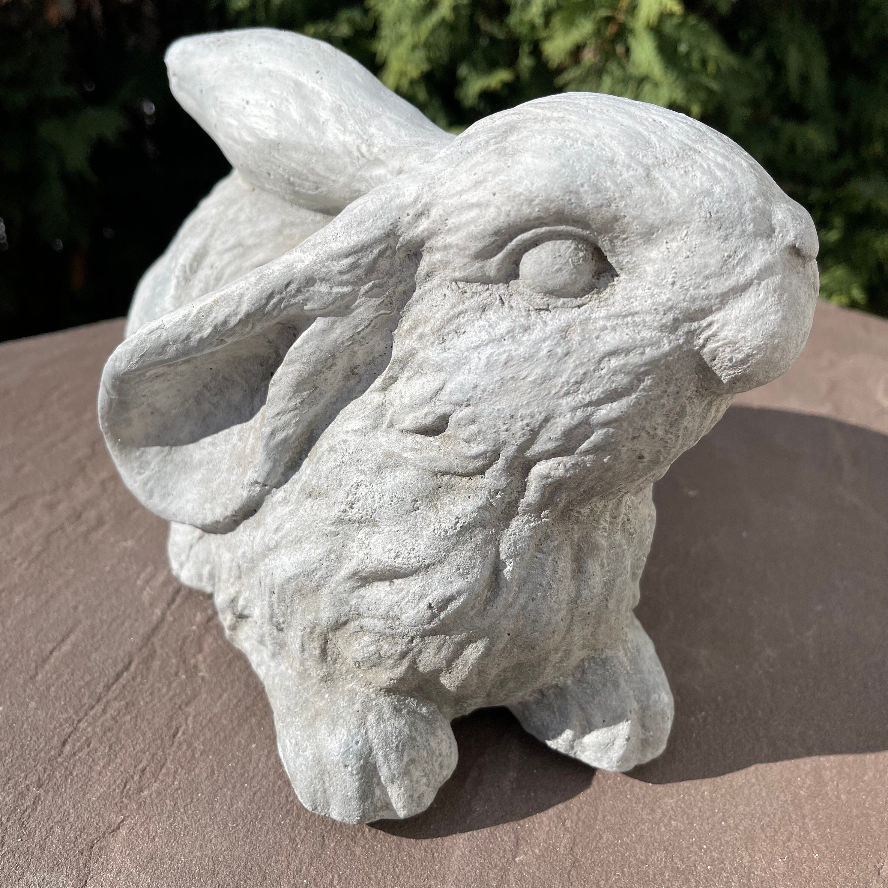 Concrete Rabbit Garden Statue 11" Modern Bunny Sculpture Outdoor Yard Art Lawn Ornament Animal Decor