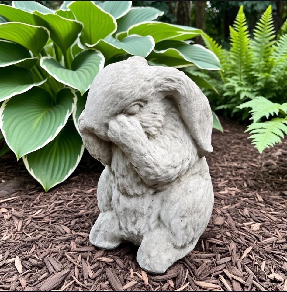 Concrete Rabbit Statue 10 Inch Modern Bunny Garden Sculpture Outdoor Yard Decor Lawn Ornament Animal Art Gift