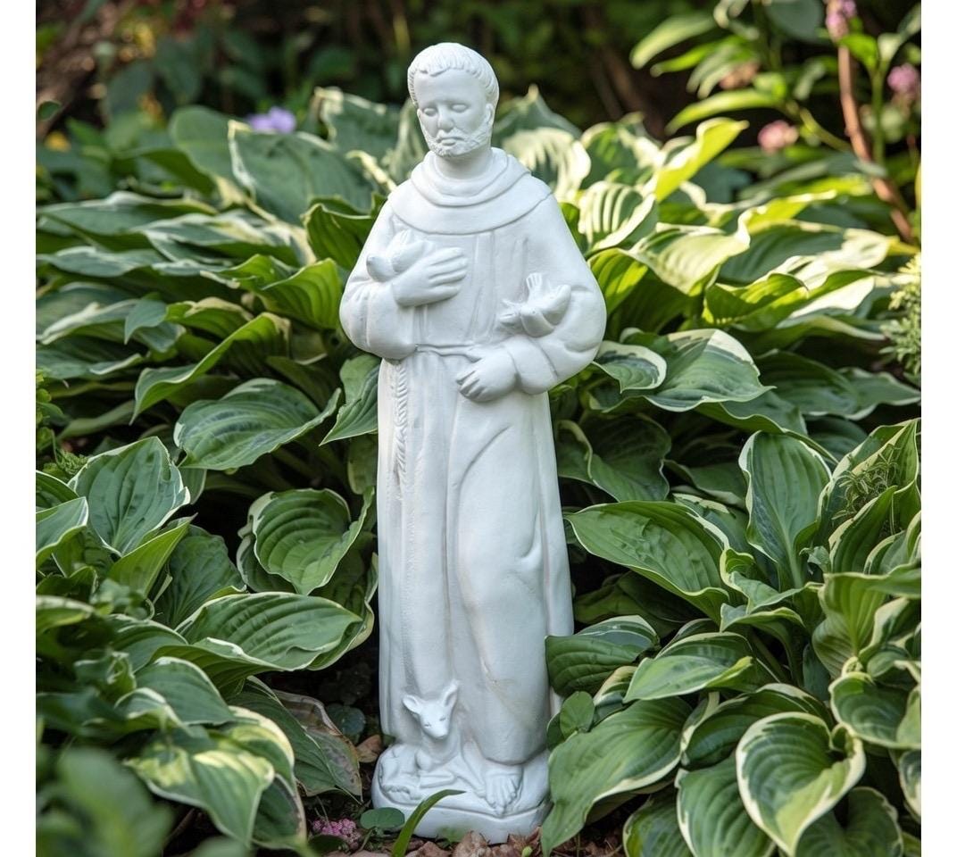 Large St Francis Assisi Religious Statue 24 Inch Concrete Garden Outdoor Yard Decor Catholic Saint Sculpture