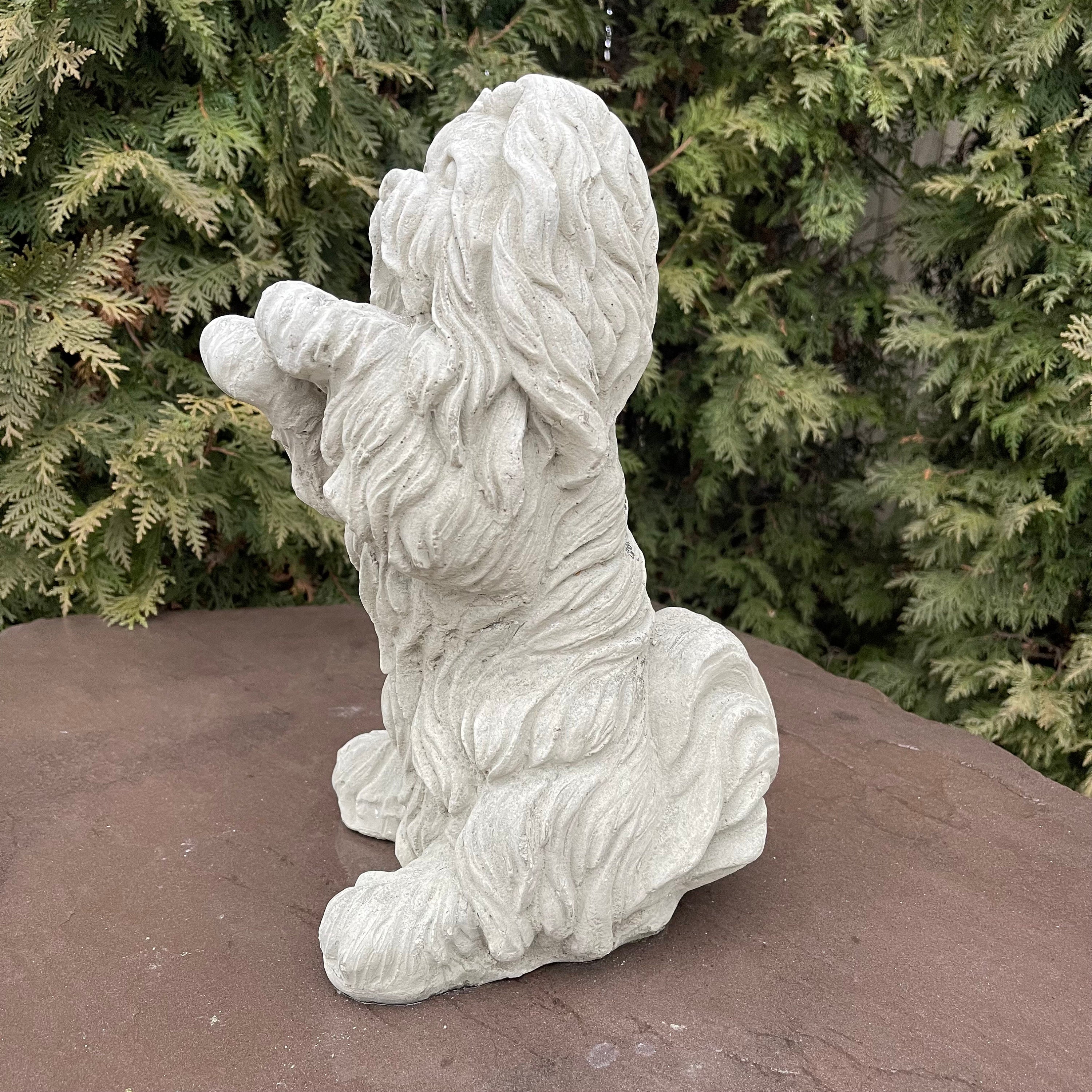 Shih Tzu Concrete Garden Statue 14" Outdoor Dog Sculpture Pet Memorial Yard Decor Lawn Ornament Gift