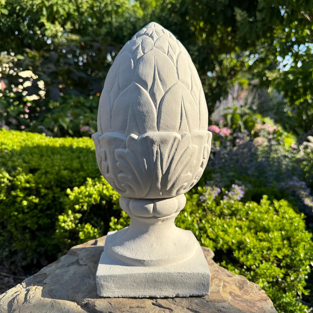 Artichoke Finial Statue 15 Inch Garden Sculpture Concrete Yard Art Lawn Ornament Home Decor Gift