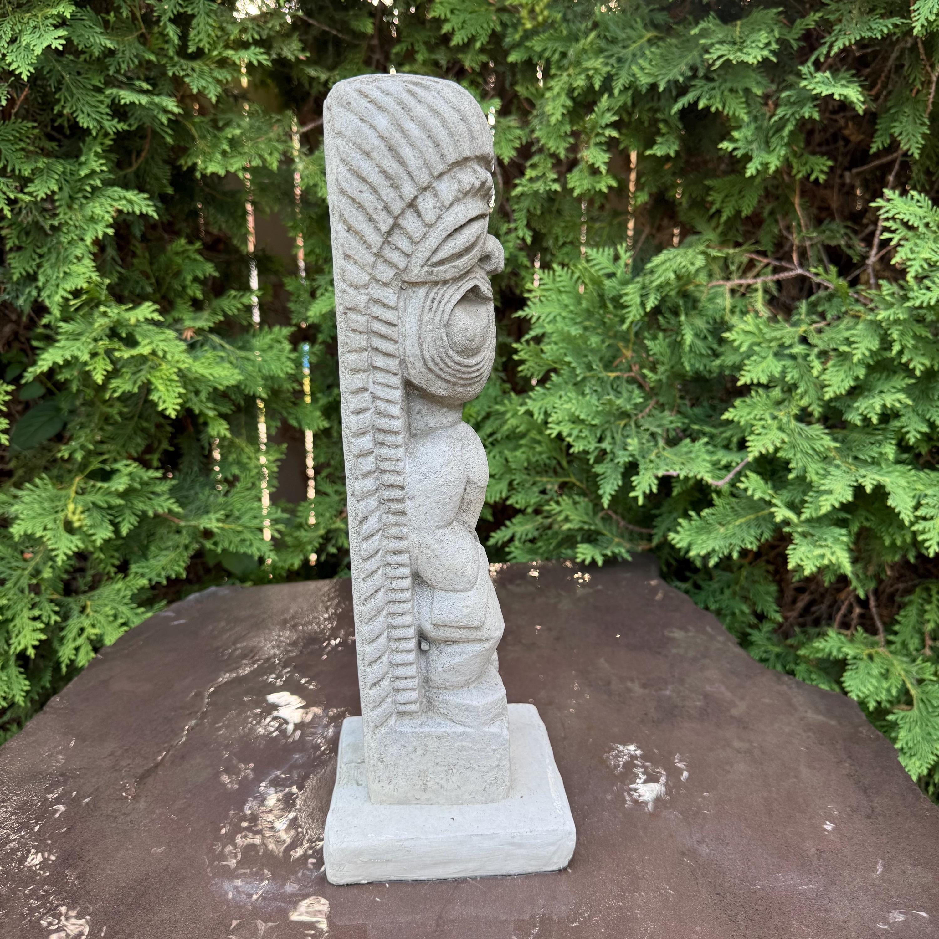 Concrete Tiki Totem 16.5" Polynesian Garden Sculpture Statue Yard Art Outdoor Decor