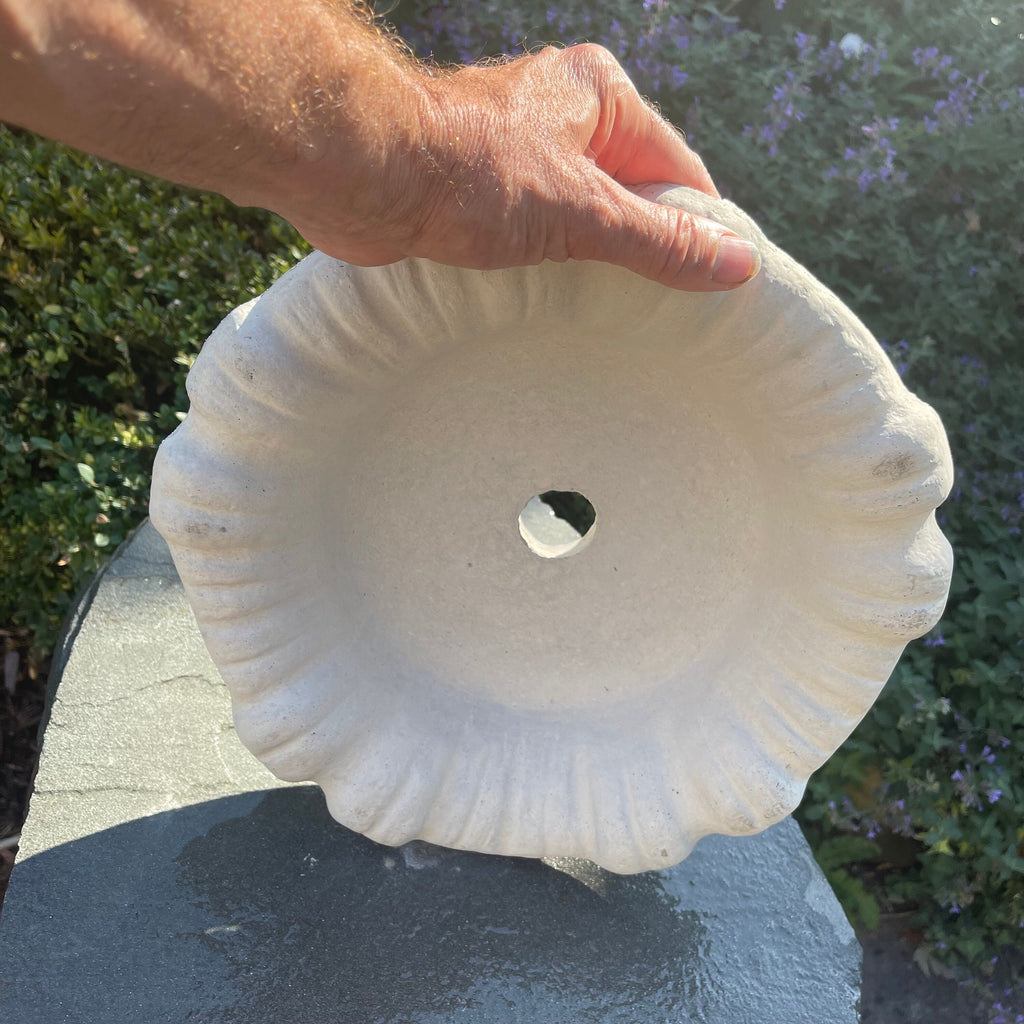 13.5 Inch Concrete Fountain Bowl Replacement - Small Outdoor Cement Tulip Basin for Garden Water Features