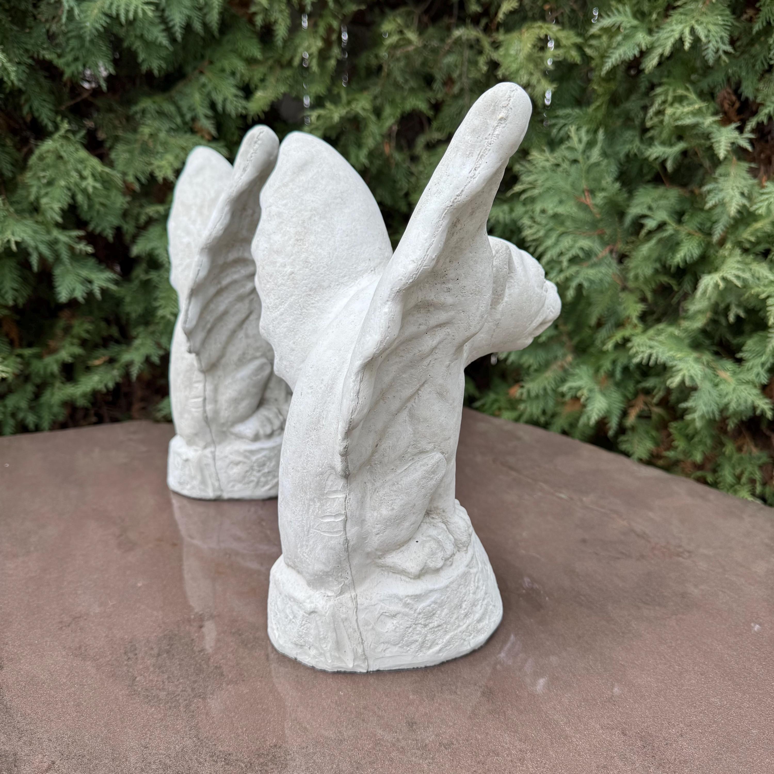 Gothic Gargoyle Garden Statue Pair 13" Concrete Halloween Yard Decor Winged Sculpture Ornament Gift