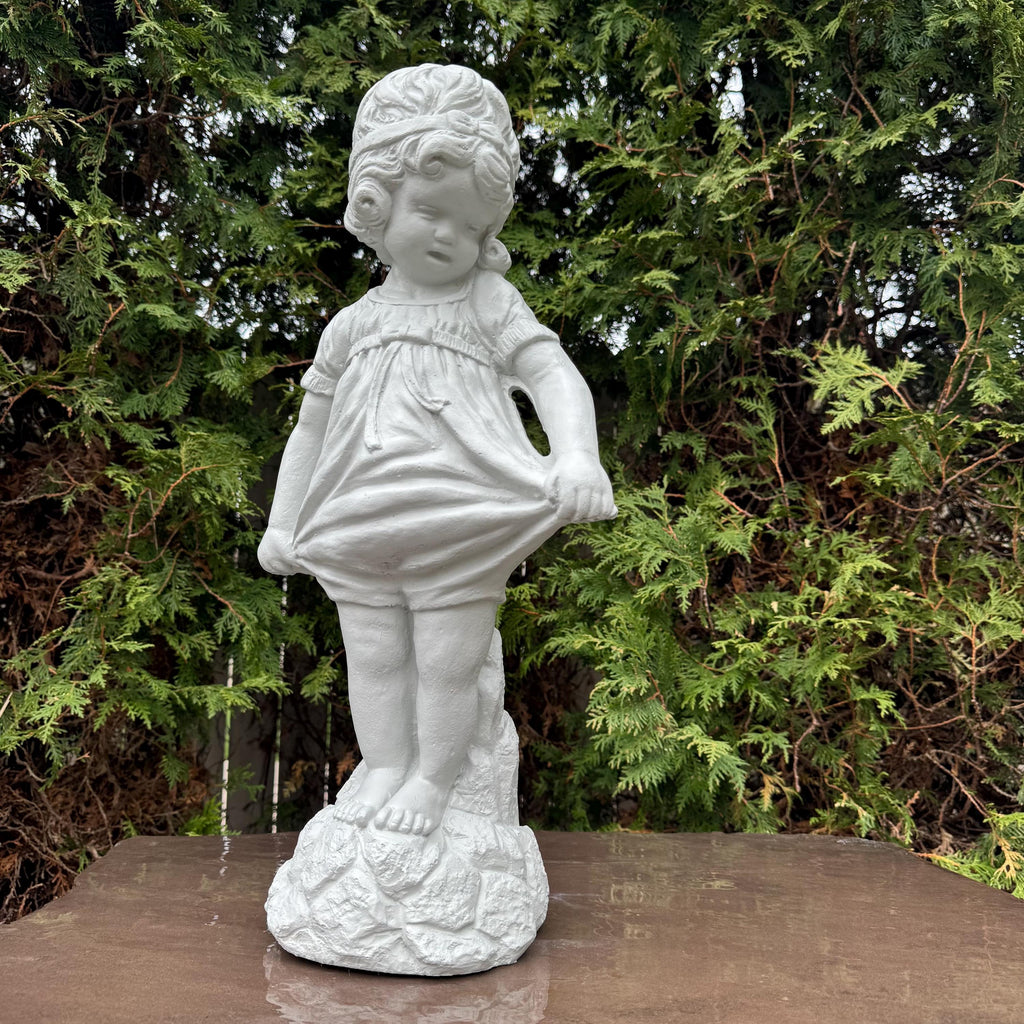 22 inch Bashful Betty Concrete Garden Statue Girl Lawn Ornament Yard Art Sculpture Decor Gift