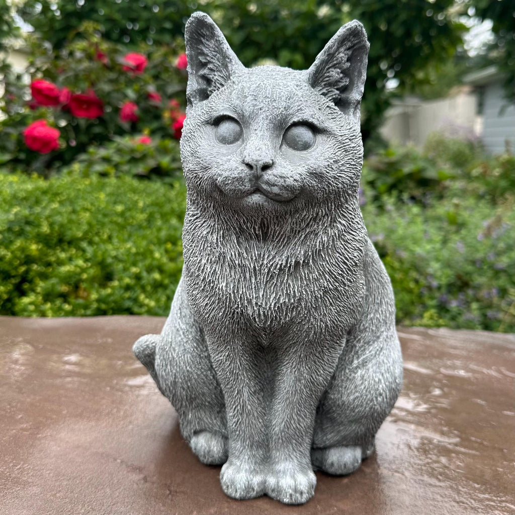 Stone Cat Statue For The Garden 12" Cat In Concrete