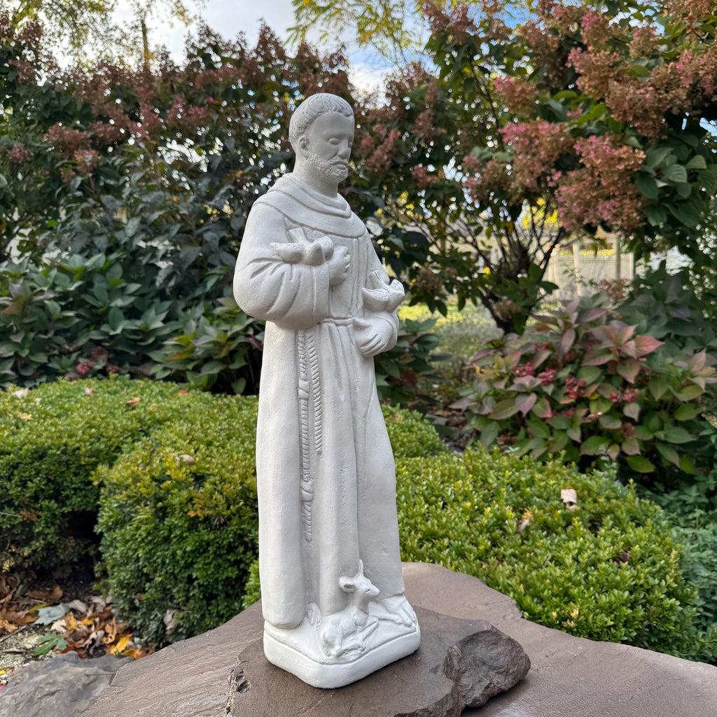Large St Francis Assisi Religious Statue 24 Inch Concrete Garden Outdoor Yard Decor Catholic Saint Sculpture