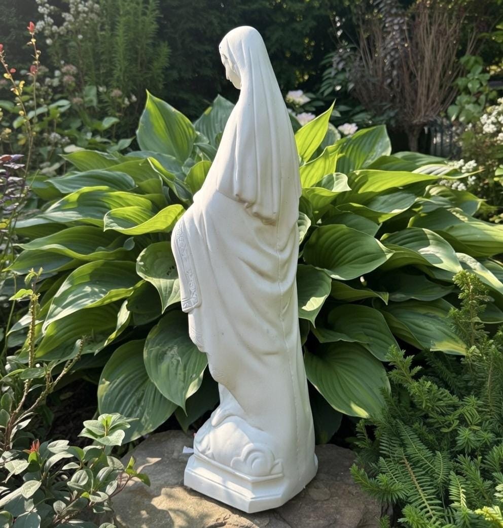 Concrete Our Lady Of Grace Garden Statue 24" Cement Mother Mary Statue Outdoor